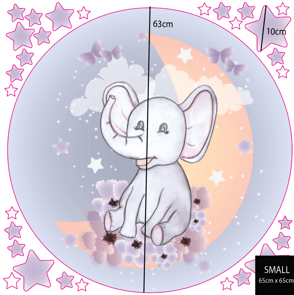Polka Art Wall Decal Dreamy Elephant Australian Design Hand Painted Peel & Stick, Removable Wall Decal. Nursery, Kids Playroom, Kids Teens Bedroom