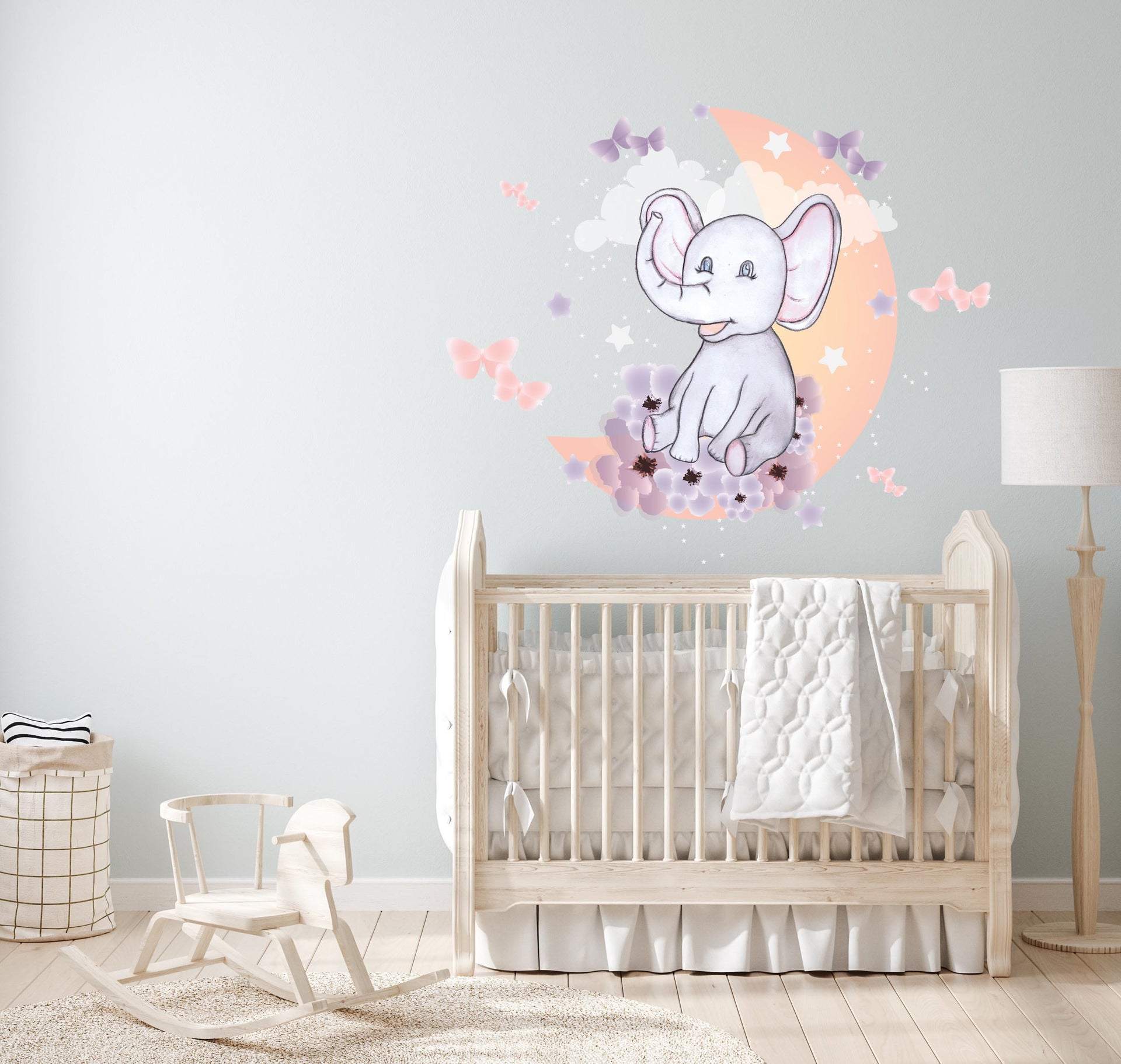 Polka Art Wall Decal Dreamy Elephant Australian Design Hand Painted Peel & Stick, Removable Wall Decal. Nursery, Kids Playroom, Kids Teens Bedroom