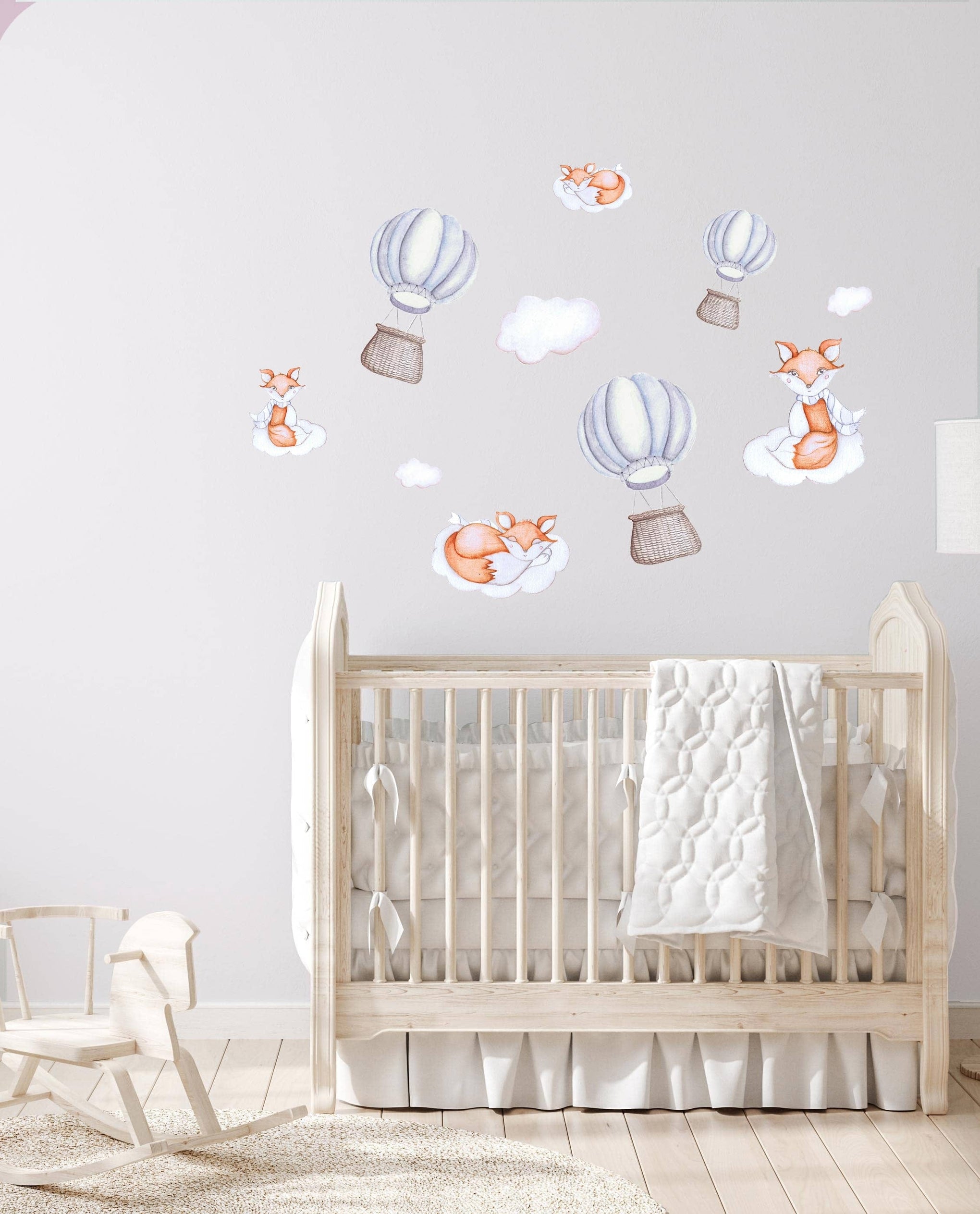 Polka Art Wall Decal Dreamy Foxes Australian Design Hand Painted Peel & Stick, Removable Wall Decal. Nursery, Kids Playroom, Kids Teens Bedroom