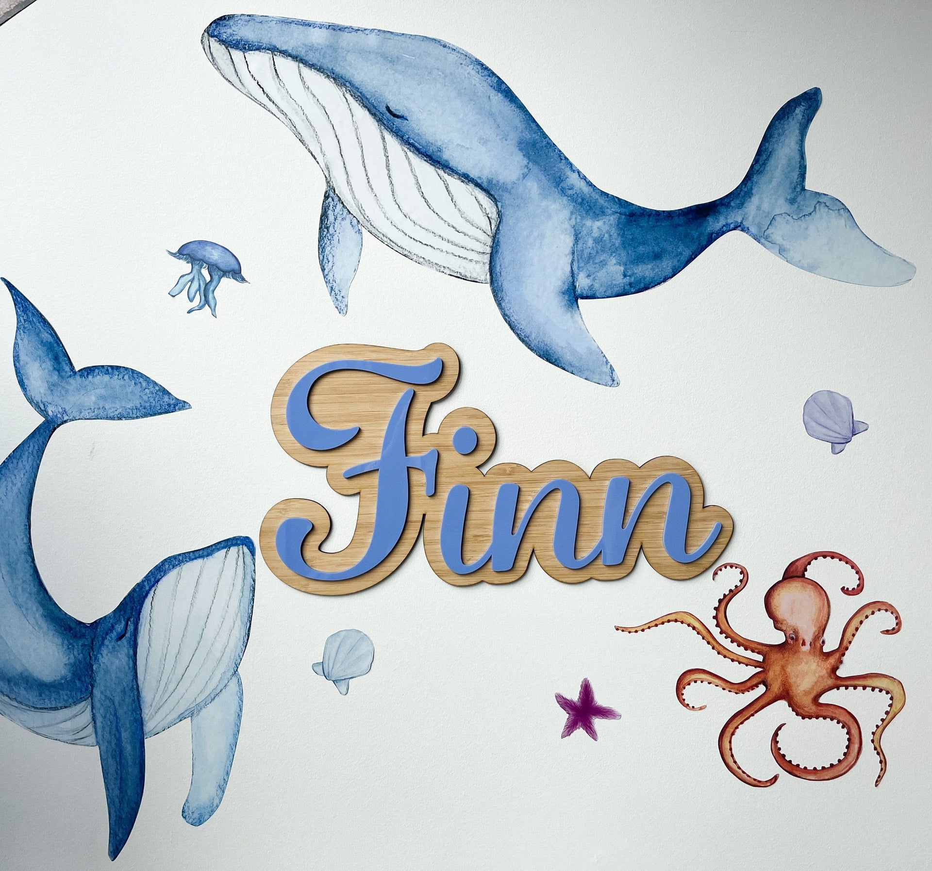 Polka Art Wall Decal Dreamy Whales Australian Design Hand Painted Peel & Stick, Removable Wall Decal. Nursery, Kids Playroom, Kids Teens Bedroom