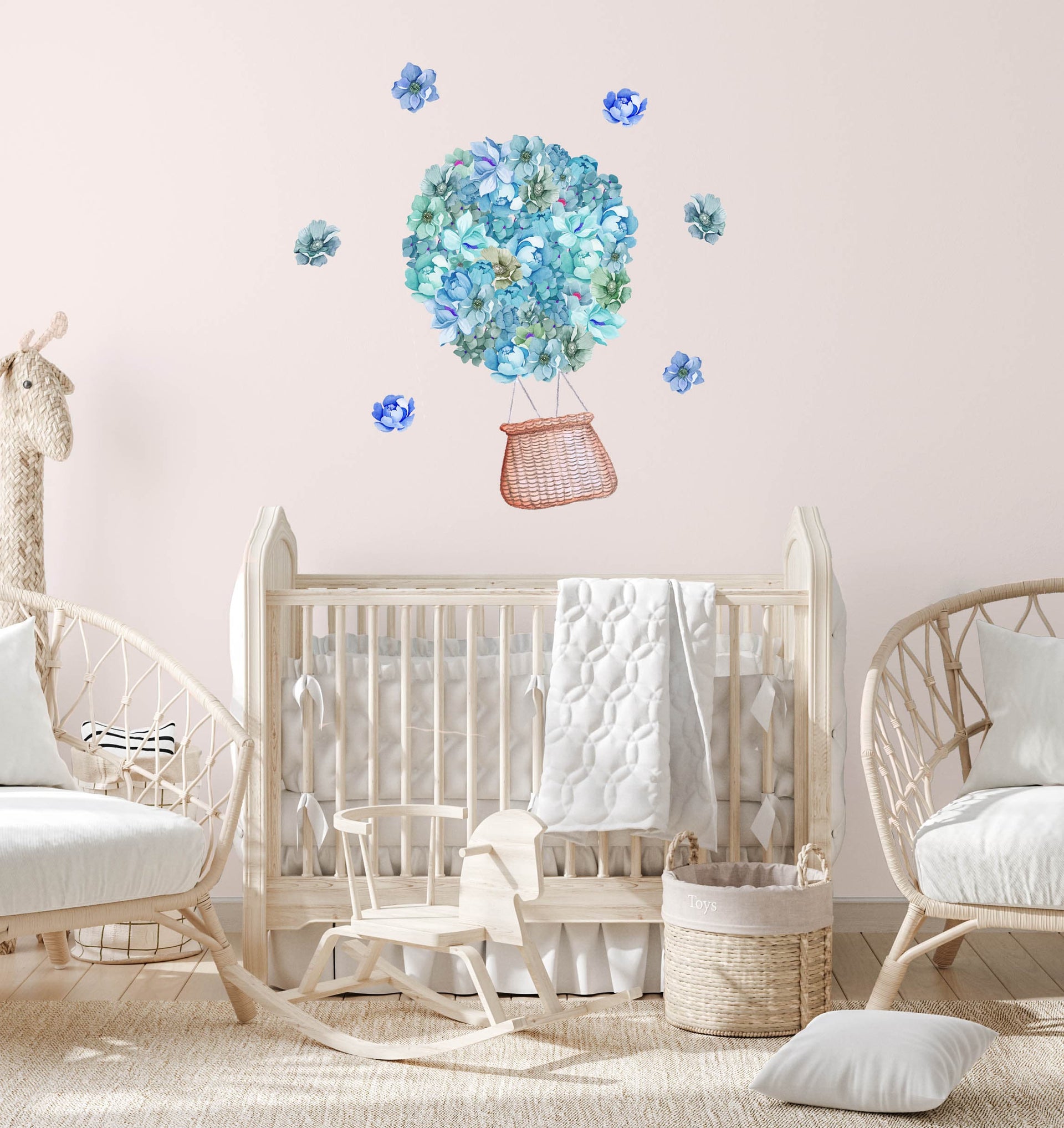 Polka Art Wall Decal Floral Hot Air Balloons Australian Design Hand Painted Peel & Stick, Removable Wall Decal. Nursery, Kids Playroom, Kids Teens Bedroom