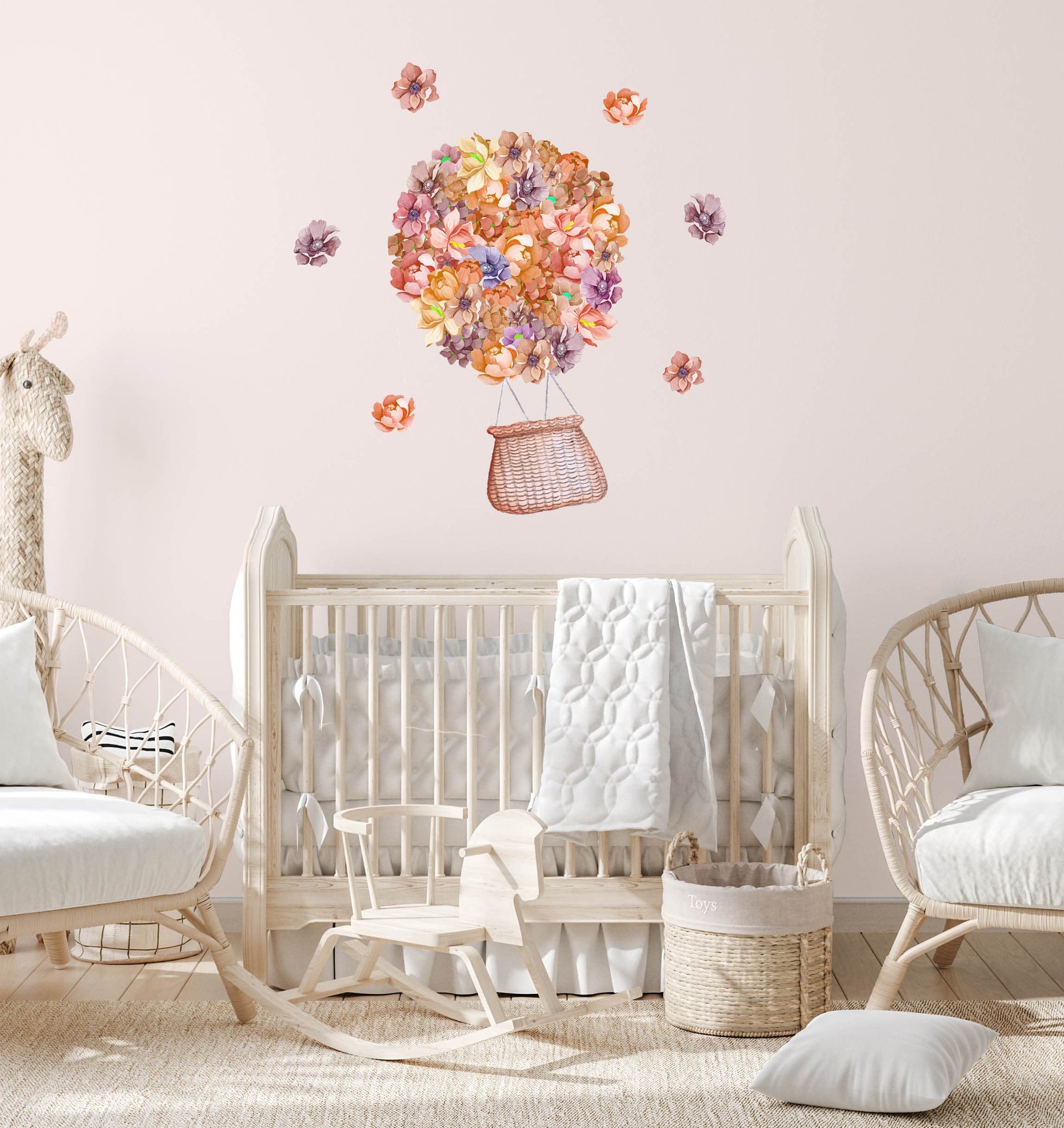 Polka Art Wall Decal Floral Hot Air Balloons Australian Design Hand Painted Peel & Stick, Removable Wall Decal. Nursery, Kids Playroom, Kids Teens Bedroom