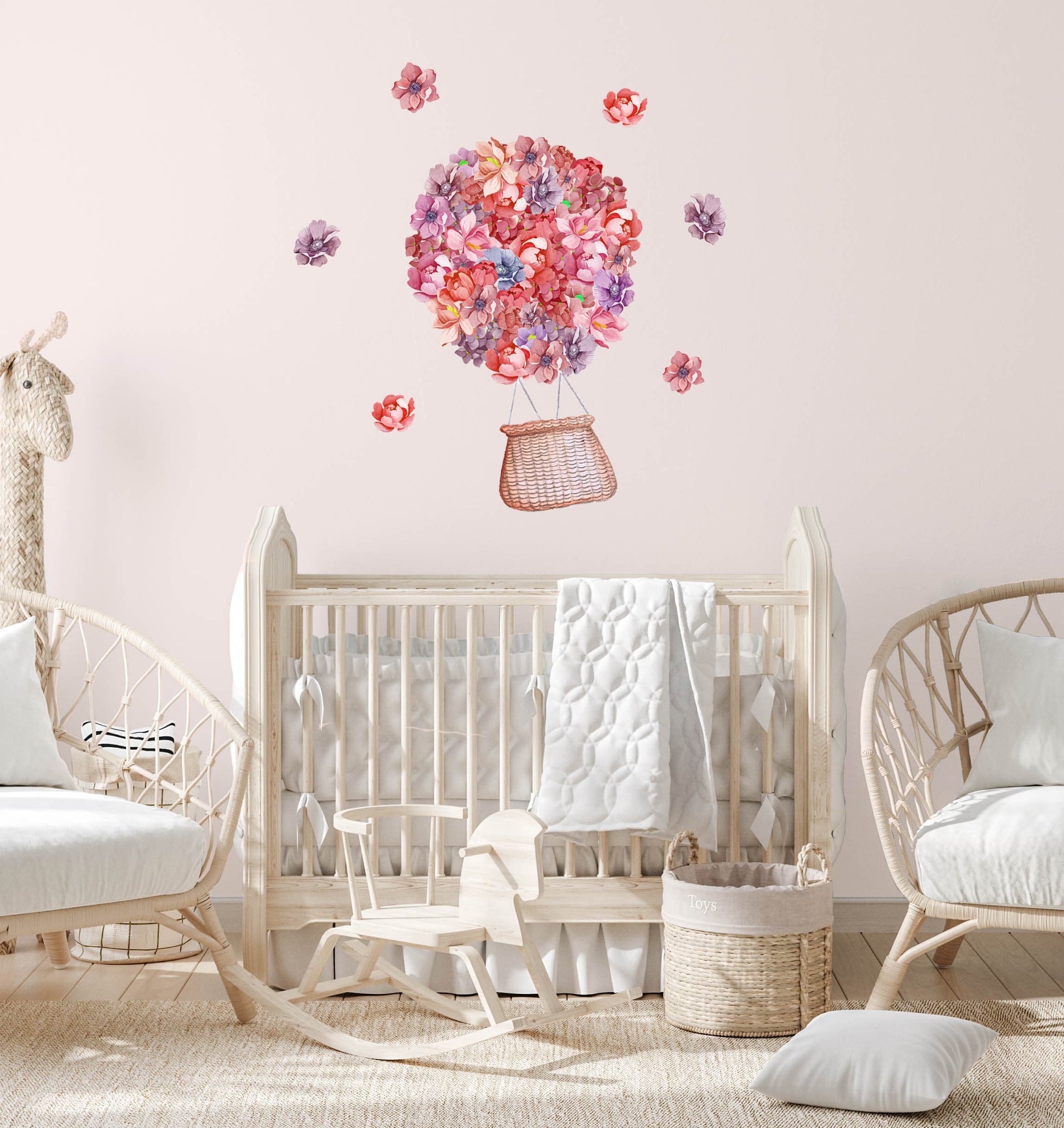Polka Art Wall Decal Floral Hot Air Balloons Australian Design Hand Painted Peel & Stick, Removable Wall Decal. Nursery, Kids Playroom, Kids Teens Bedroom