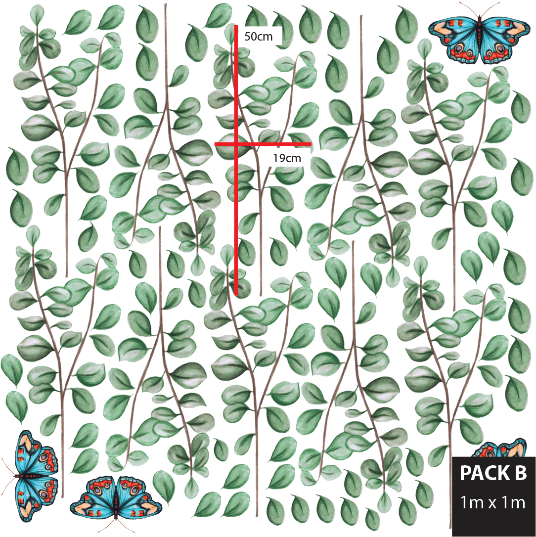 Polka Art Wall Decal Green Eucalyptus Australian Design Hand Painted Peel & Stick, Removable Wall Decal. Nursery, Kids Playroom, Kids Teens Bedroom