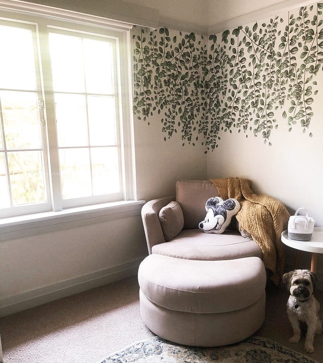 Polka Art Wall Decal Green Eucalyptus Australian Design Hand Painted Peel & Stick, Removable Wall Decal. Nursery, Kids Playroom, Kids Teens Bedroom