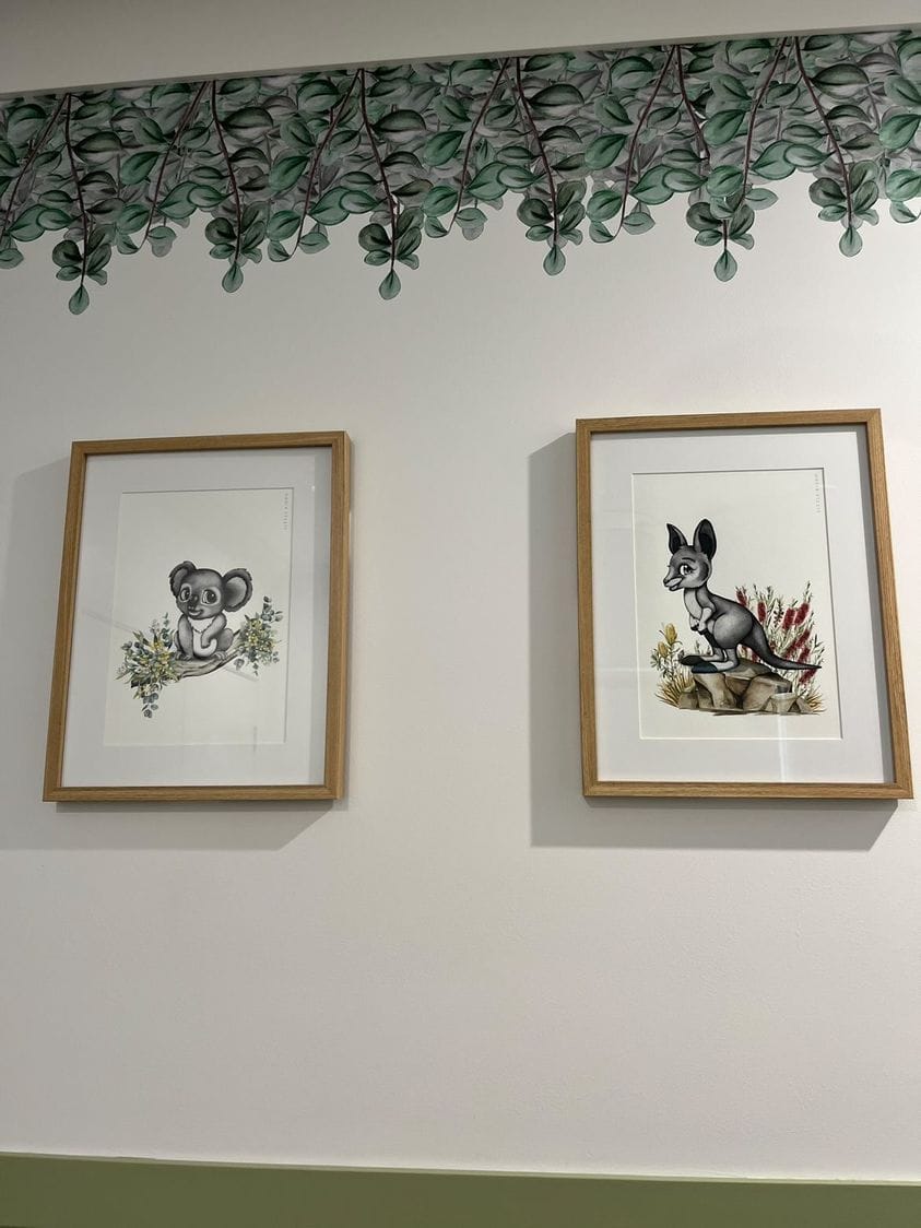 Polka Art Wall Decal Green Eucalyptus Australian Design Hand Painted Peel & Stick, Removable Wall Decal. Nursery, Kids Playroom, Kids Teens Bedroom