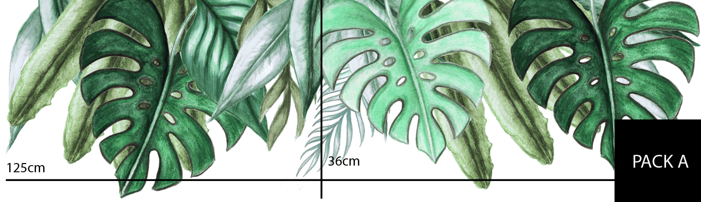 Polka Art Wall Decal Jungle Leaves Australian Design Hand Painted Peel & Stick, Removable Wall Decal. Nursery, Kids Playroom, Kids Teens Bedroom