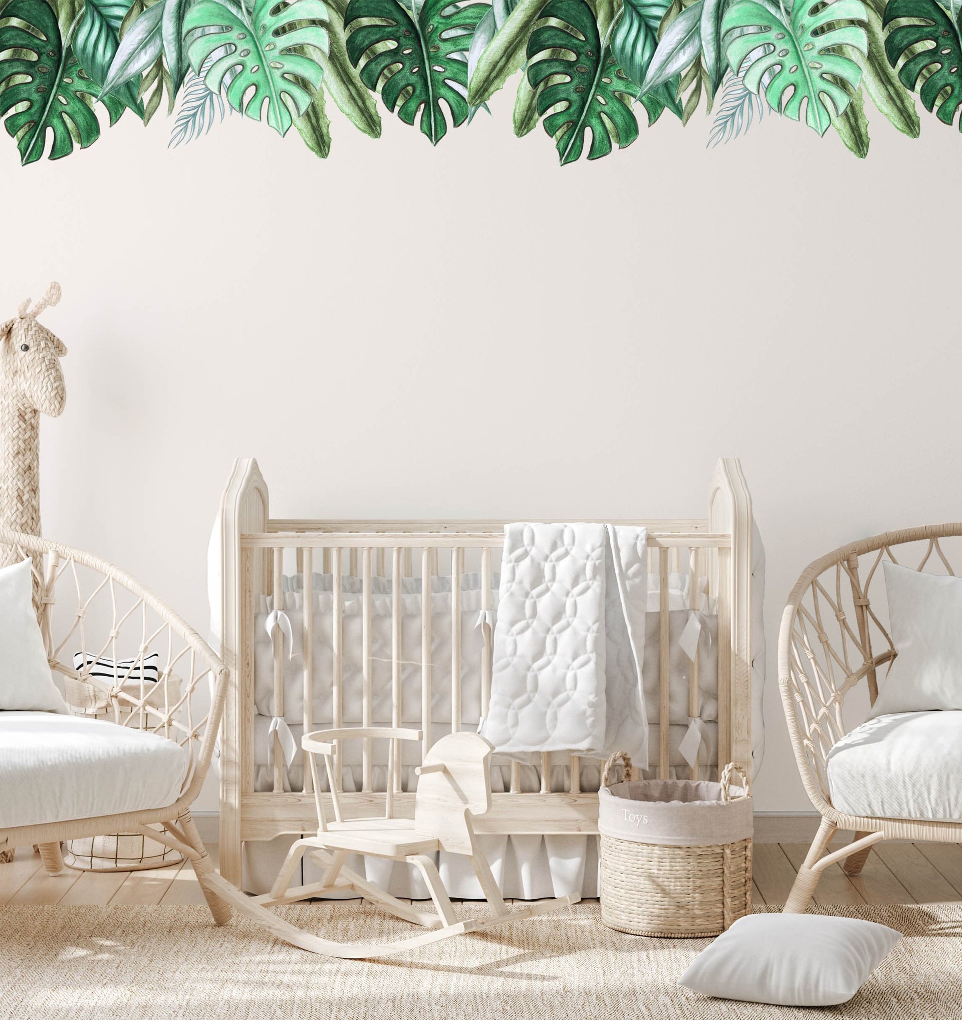 Polka Art Wall Decal Jungle Leaves Australian Design Hand Painted Peel & Stick, Removable Wall Decal. Nursery, Kids Playroom, Kids Teens Bedroom