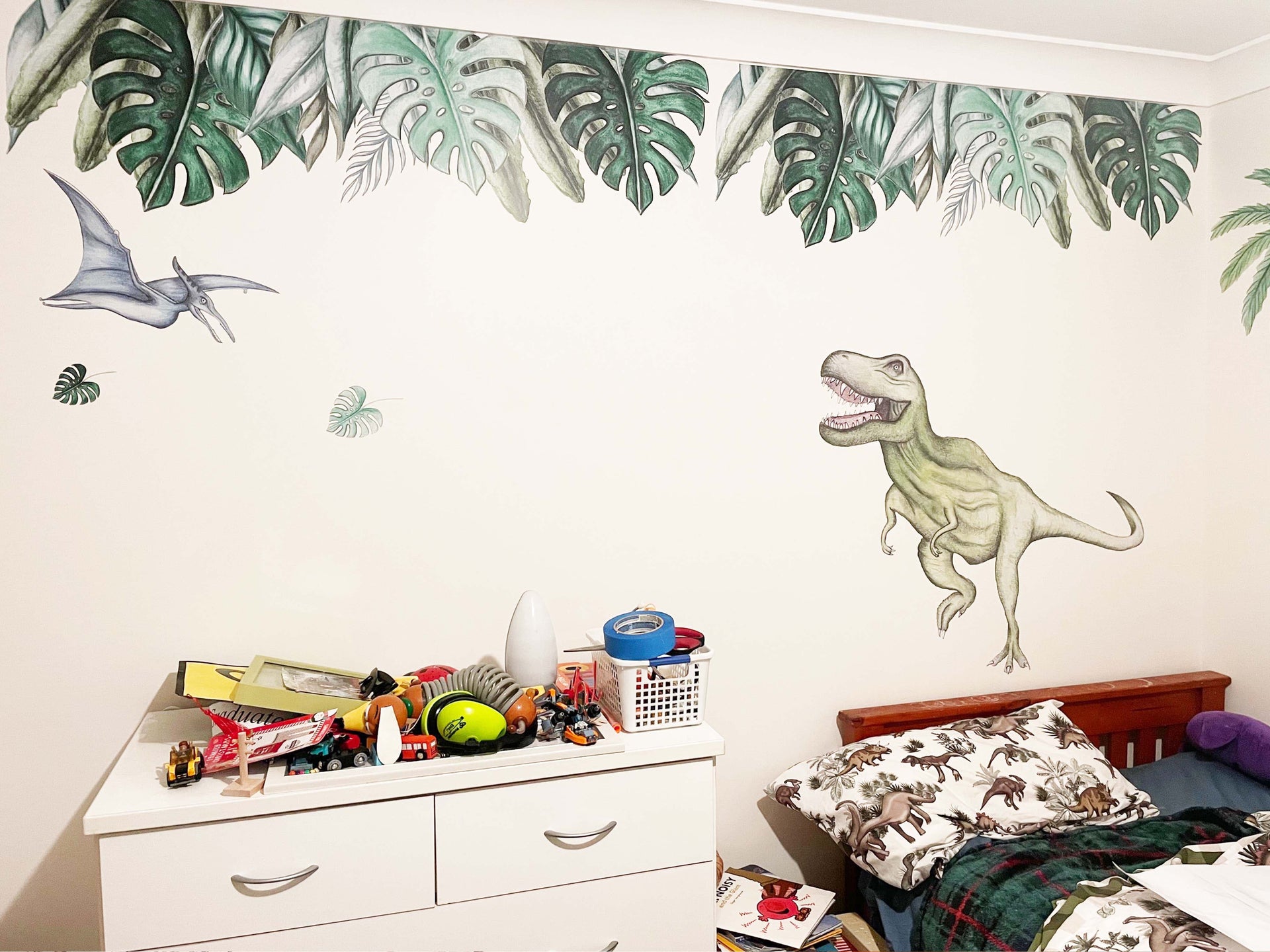 Polka Art Wall Decal Jungle Leaves Australian Design Hand Painted Peel & Stick, Removable Wall Decal. Nursery, Kids Playroom, Kids Teens Bedroom