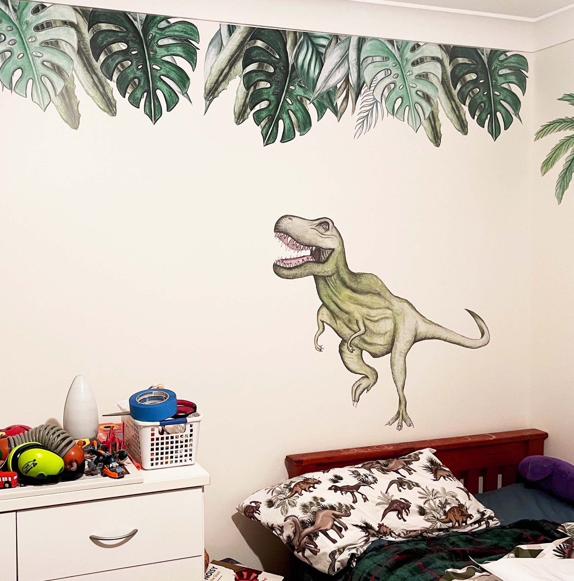 Polka Art Wall Decal Jungle Leaves Australian Design Hand Painted Peel & Stick, Removable Wall Decal. Nursery, Kids Playroom, Kids Teens Bedroom