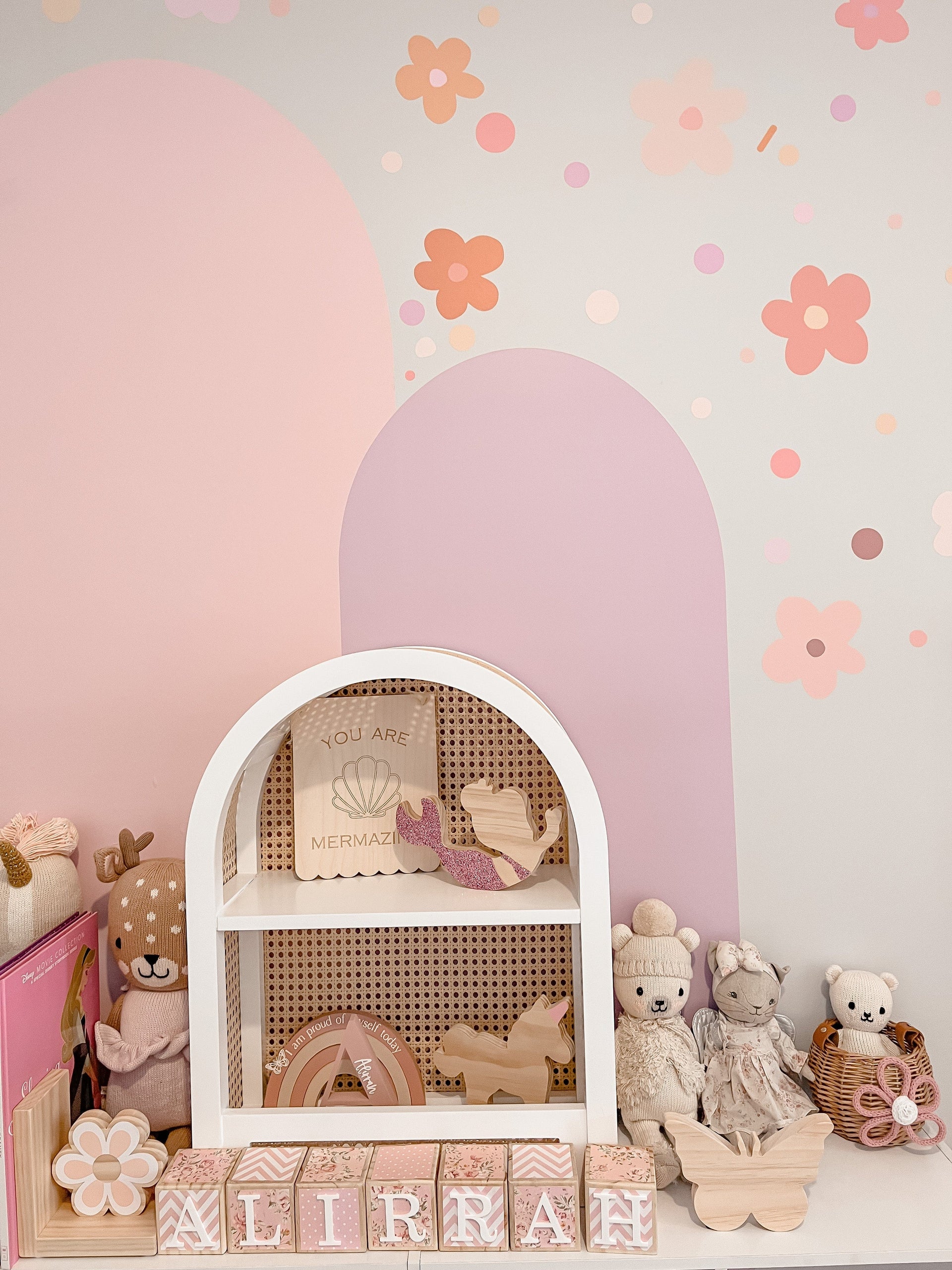 Polka Art Wall Decal Large (125cm x 55cm) Candy Flowers Australian Design Hand Painted Peel & Stick, Removable Wall Decal. Nursery, Kids Playroom, Kids Teens Bedroom