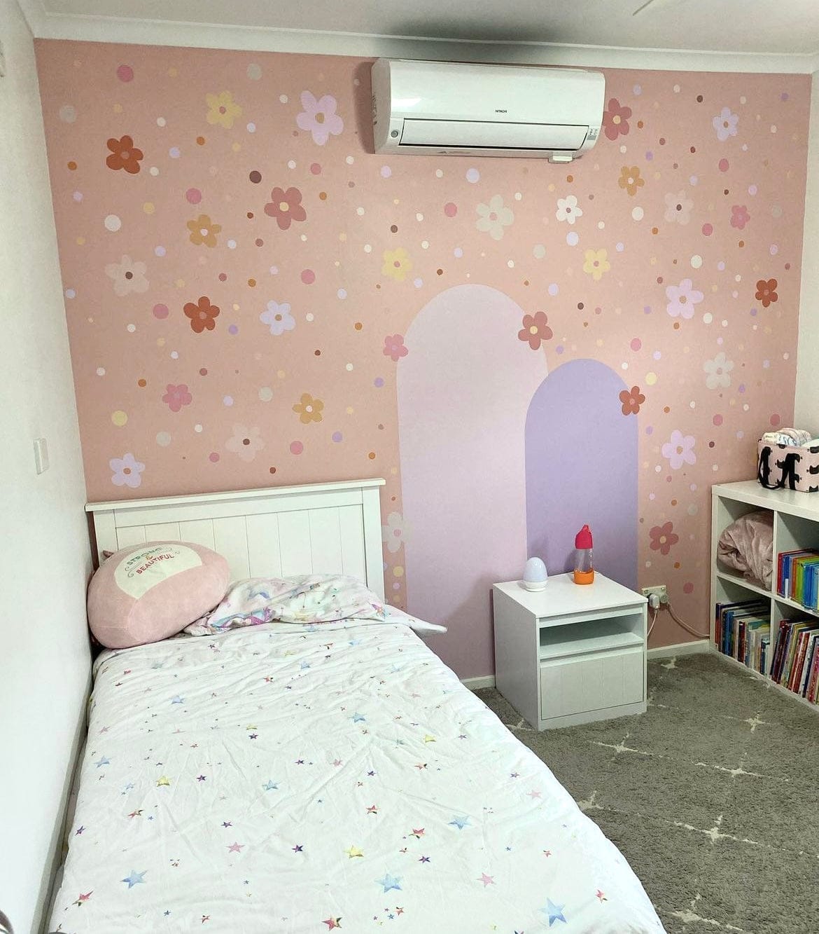 Polka Art Wall Decal Large (125cm x 55cm) Candy Flowers Australian Design Hand Painted Peel & Stick, Removable Wall Decal. Nursery, Kids Playroom, Kids Teens Bedroom