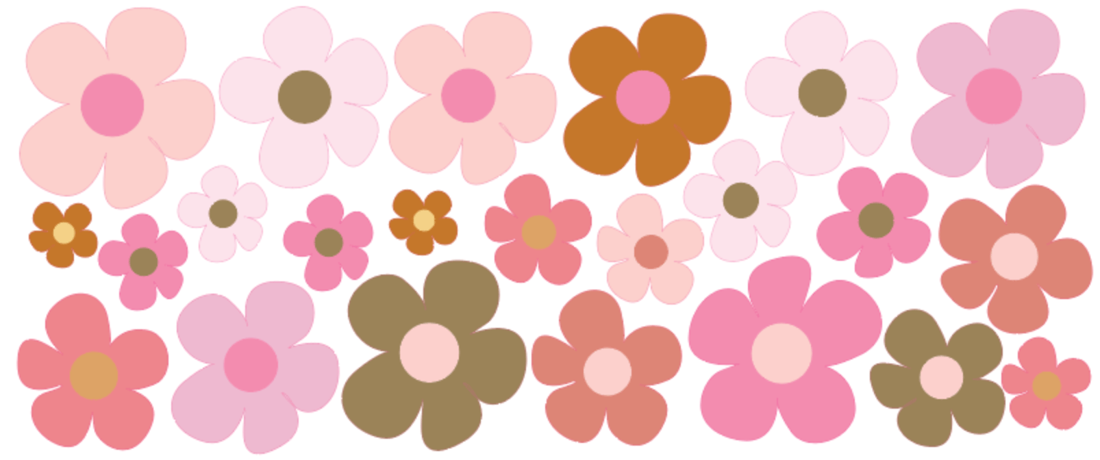 Polka Art Wall Decal Large (125cm x 55cm) New Candy Flowers Australian Design Hand Painted Peel & Stick, Removable Wall Decal. Nursery, Kids Playroom, Kids Teens Bedroom