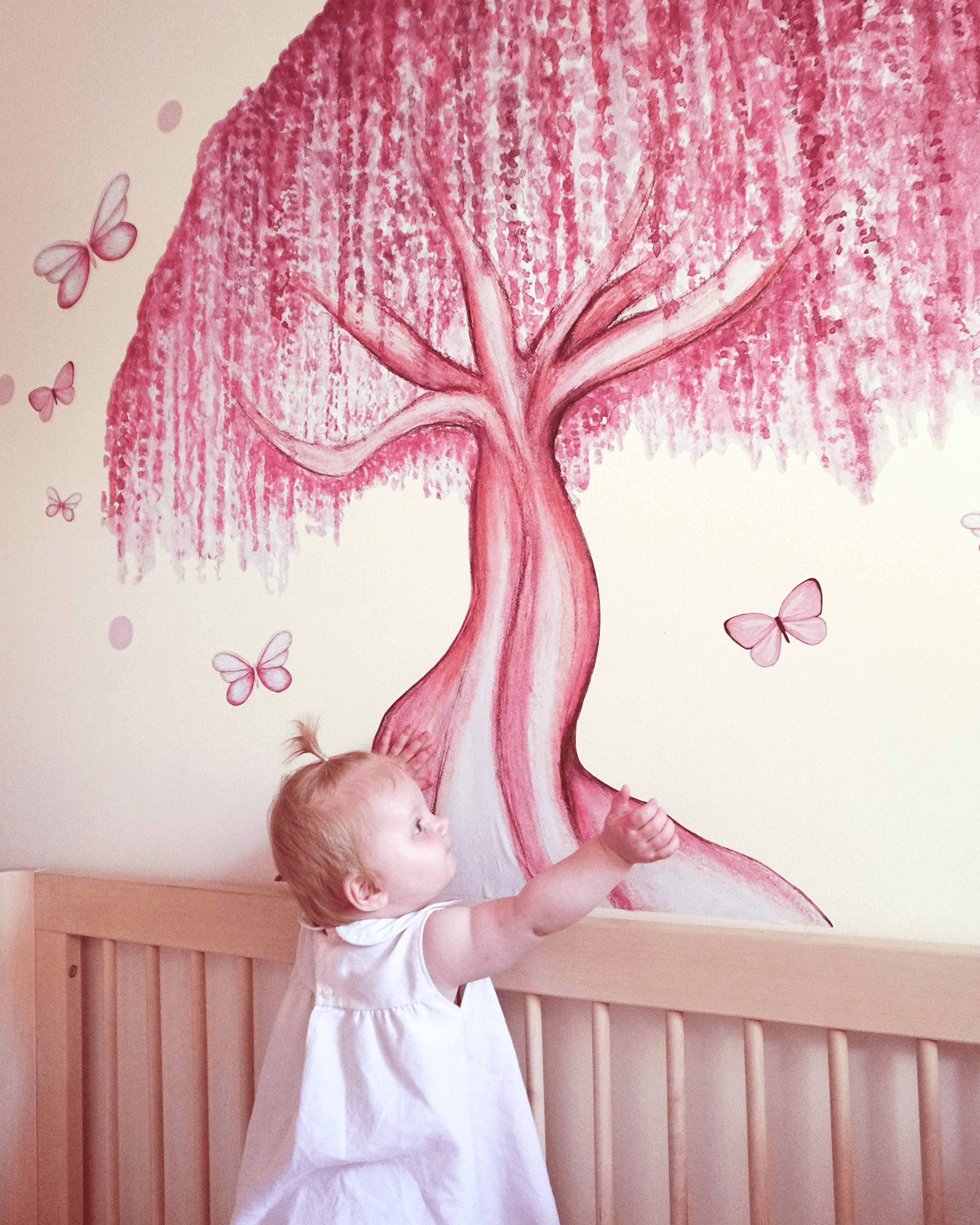 Polka Art Wall Decal Magic Fairy Tree Australian Design Hand Painted Peel & Stick, Removable Wall Decal. Nursery, Kids Playroom, Kids Teens Bedroom