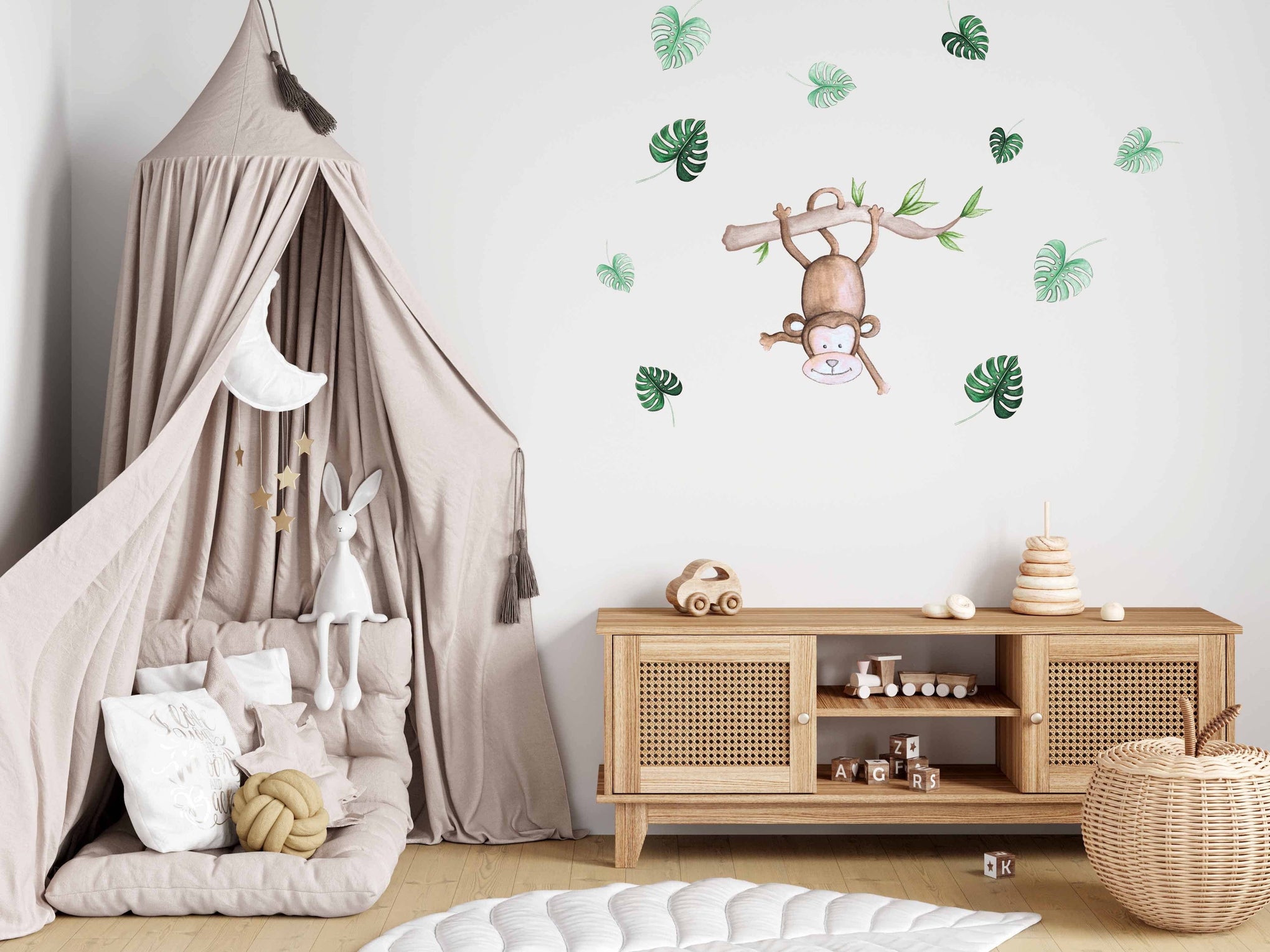 Polka Art Wall Decal Medium (65cm x 60cm) Monkey Wall Decal Australian Design Hand Painted Peel & Stick, Removable Wall Decal. Nursery, Kids Playroom, Kids Teens Bedroom