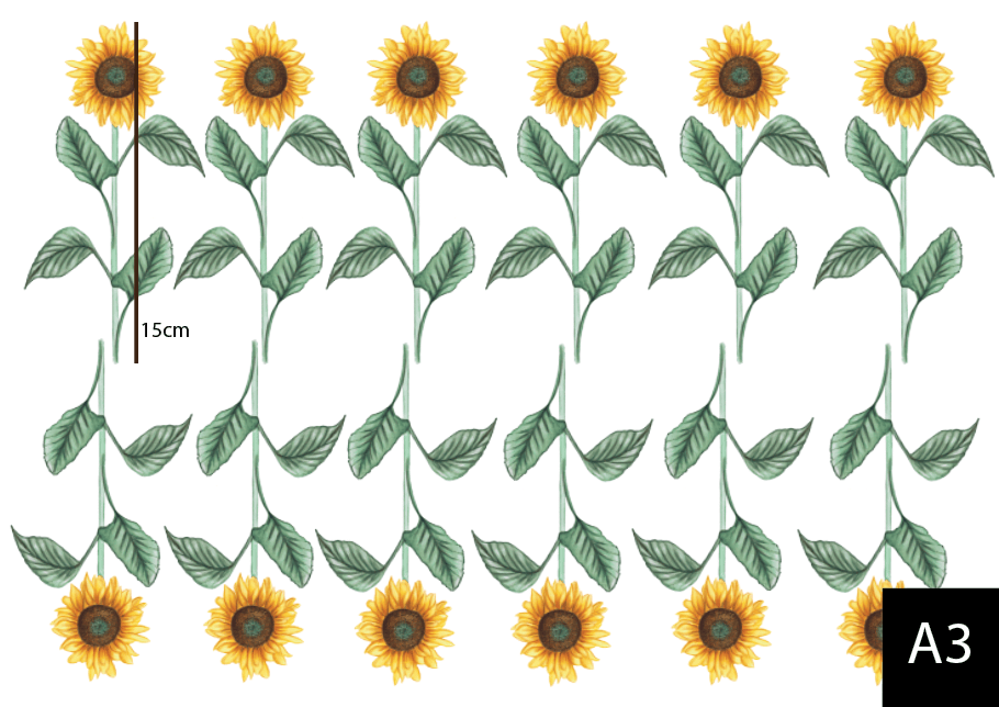 Polka Art Wall Decal Mini Sunflowers Australian Design Hand Painted Peel & Stick, Removable Wall Decal. Nursery, Kids Playroom, Kids Teens Bedroom