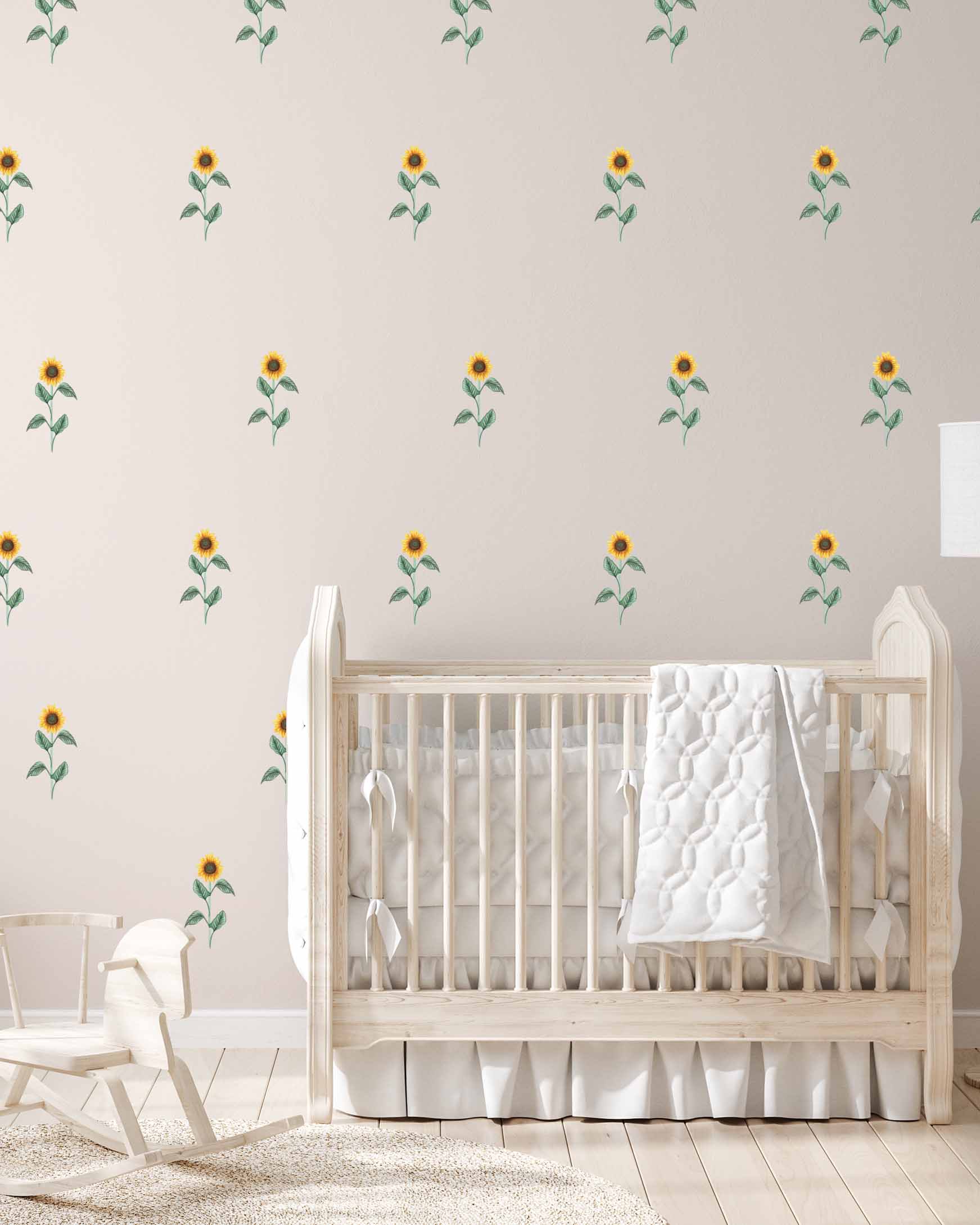 Polka Art Wall Decal Mini Sunflowers Australian Design Hand Painted Peel & Stick, Removable Wall Decal. Nursery, Kids Playroom, Kids Teens Bedroom