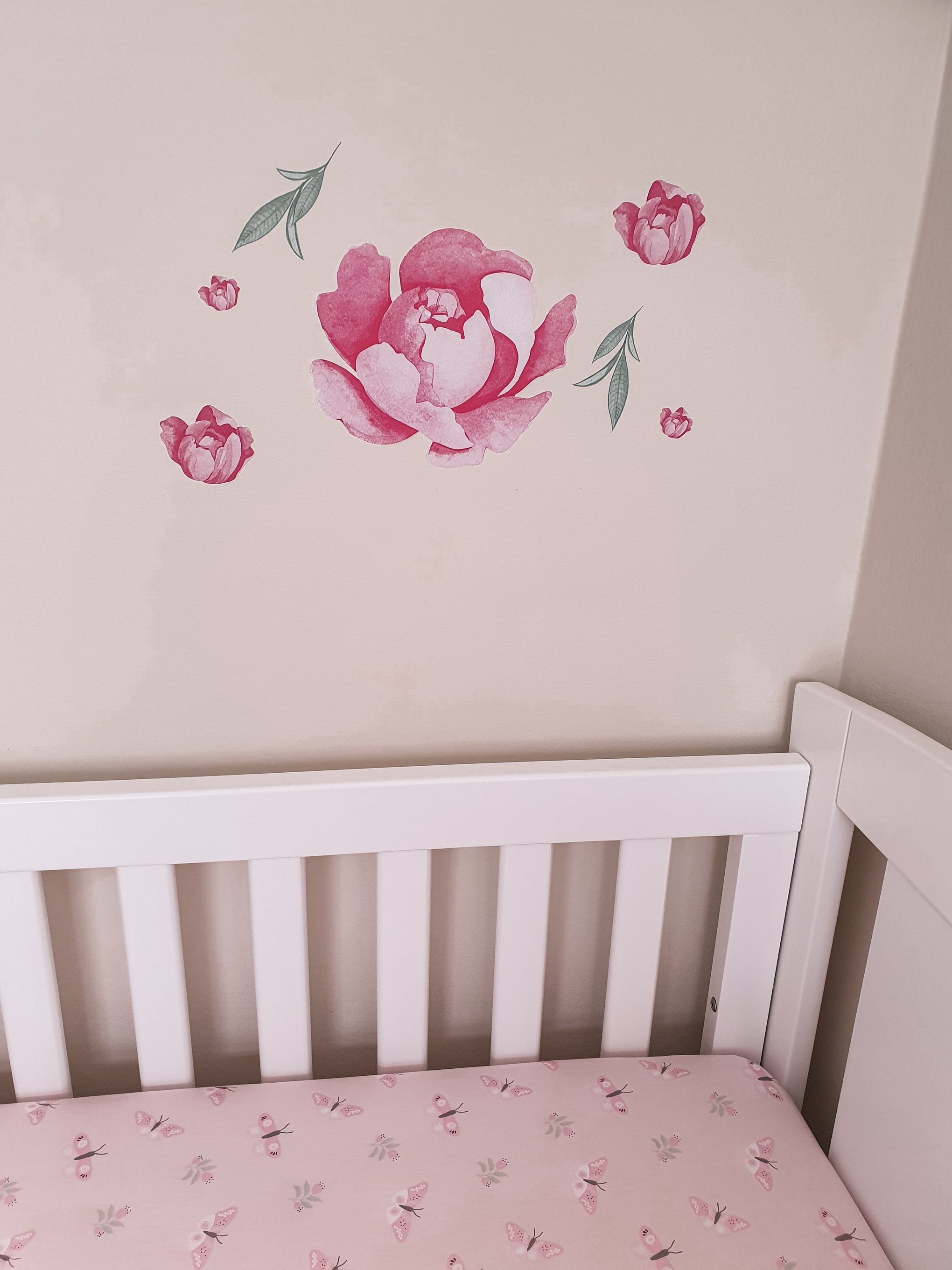 Polka Art Wall Decal Minimal Peonies Australian Design Hand Painted Peel & Stick, Removable Wall Decal. Nursery, Kids Playroom, Kids Teens Bedroom