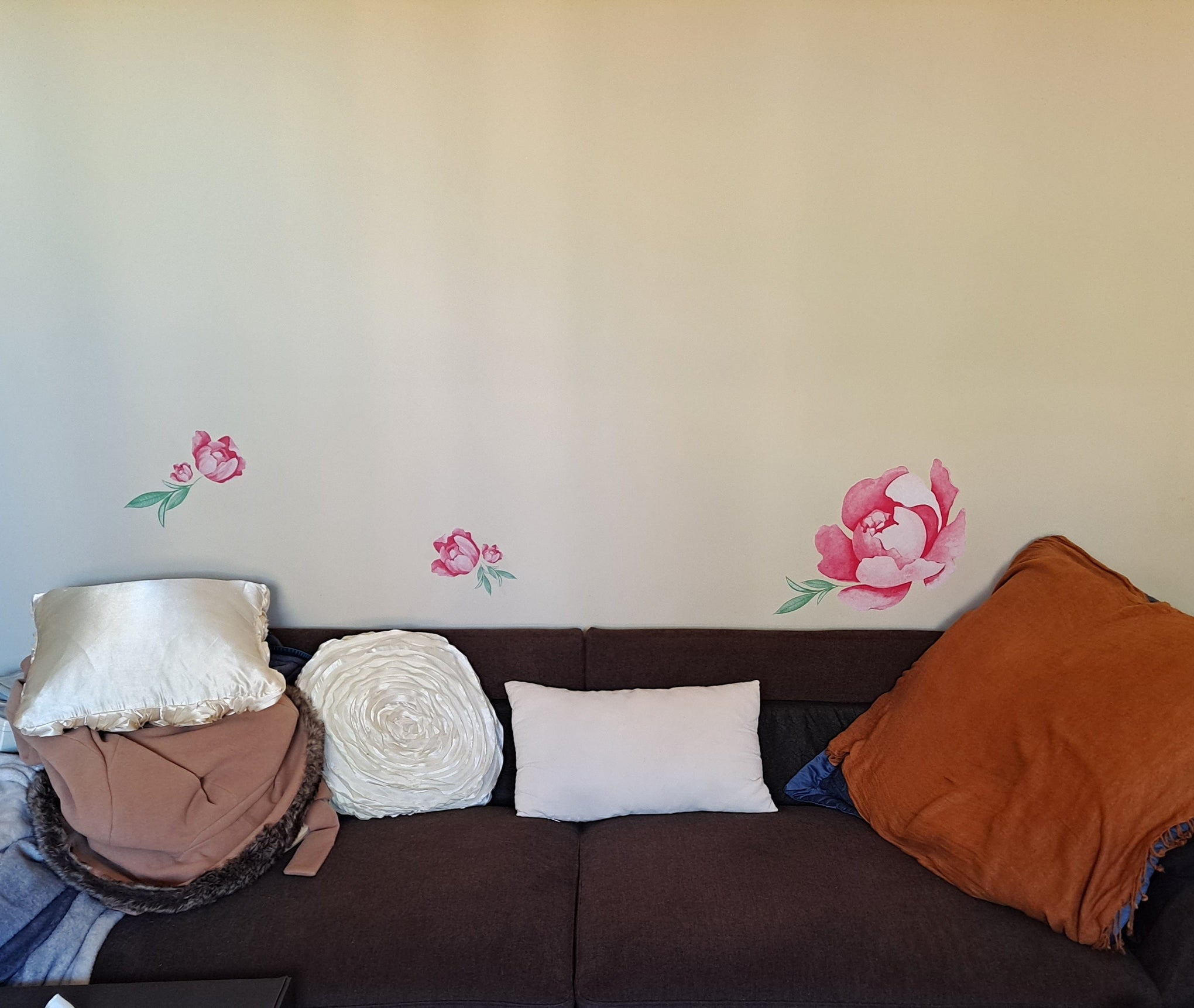 Polka Art Wall Decal Minimal Peonies Australian Design Hand Painted Peel & Stick, Removable Wall Decal. Nursery, Kids Playroom, Kids Teens Bedroom