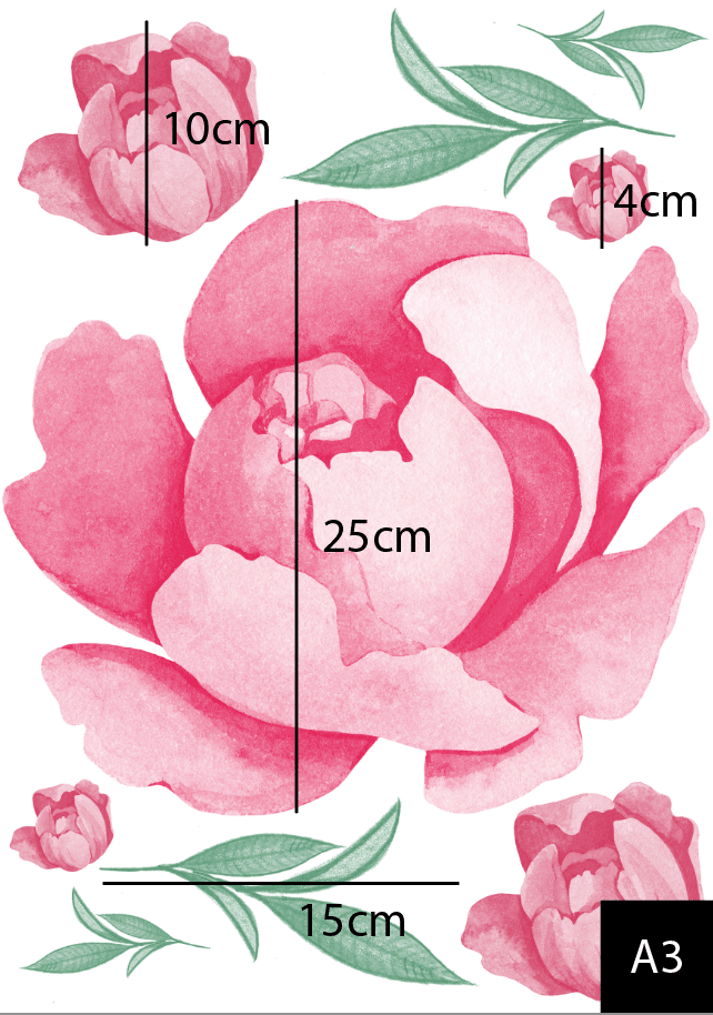Polka Art Wall Decal Minimal Peonies Australian Design Hand Painted Peel & Stick, Removable Wall Decal. Nursery, Kids Playroom, Kids Teens Bedroom