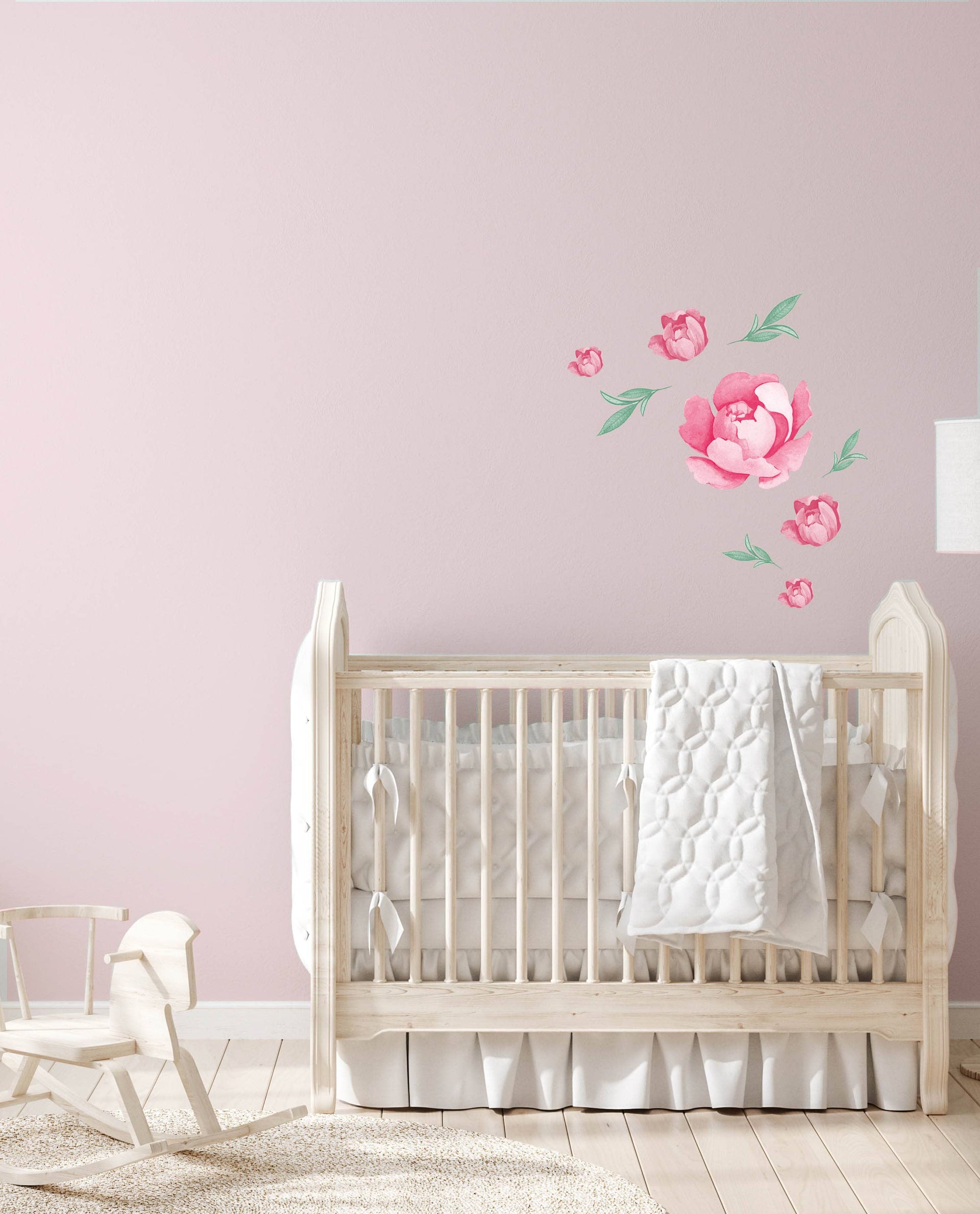 Polka Art Wall Decal Minimal Peonies Australian Design Hand Painted Peel & Stick, Removable Wall Decal. Nursery, Kids Playroom, Kids Teens Bedroom