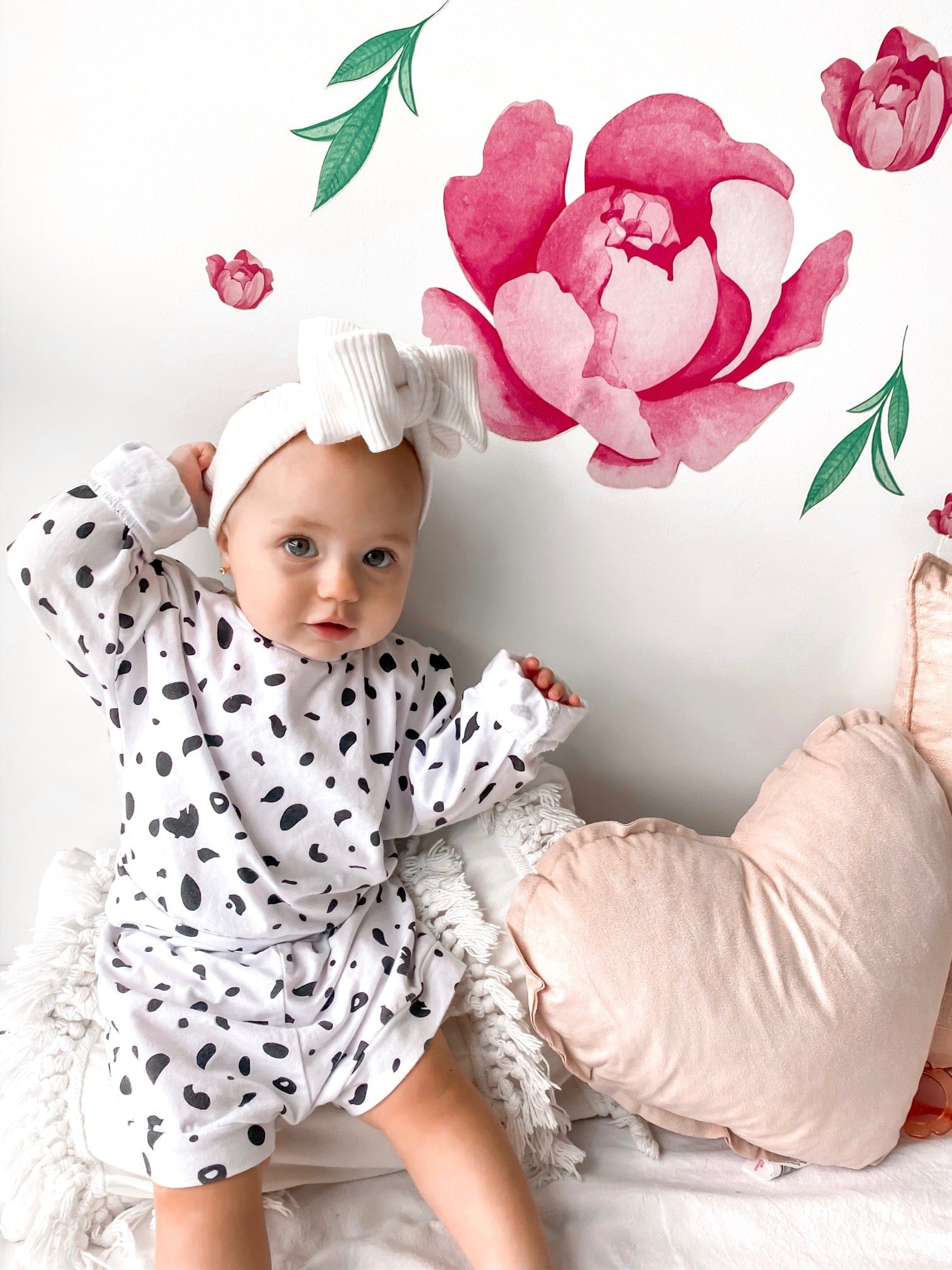 Polka Art Wall Decal Minimal Peonies Australian Design Hand Painted Peel & Stick, Removable Wall Decal. Nursery, Kids Playroom, Kids Teens Bedroom