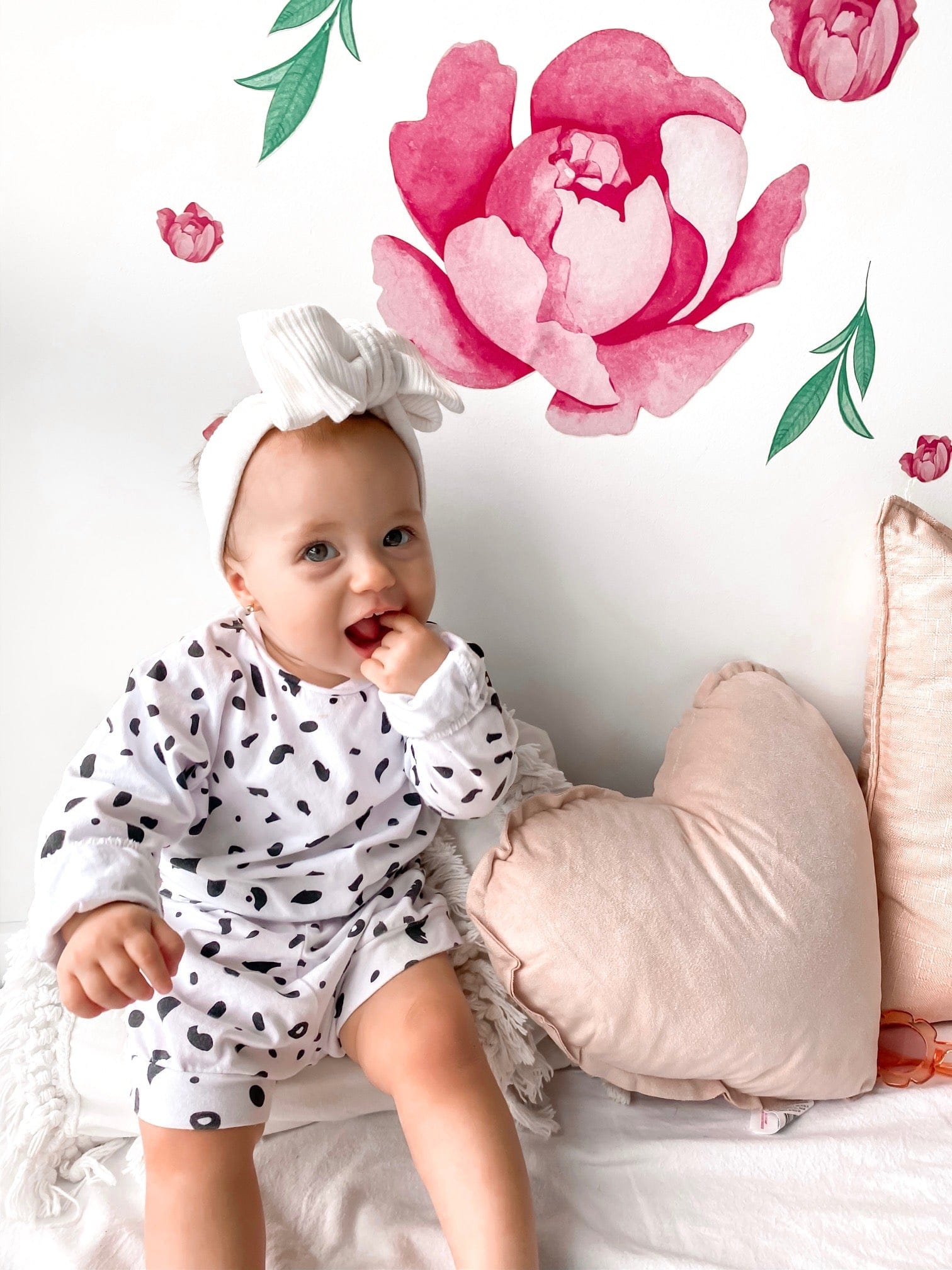 Polka Art Wall Decal Minimal Peonies Australian Design Hand Painted Peel & Stick, Removable Wall Decal. Nursery, Kids Playroom, Kids Teens Bedroom