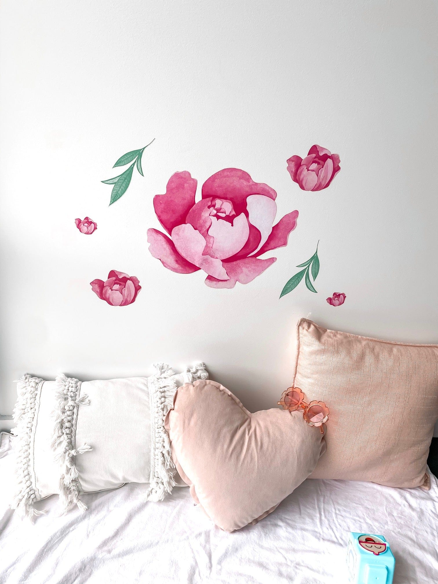 Polka Art Wall Decal Minimal Peonies Australian Design Hand Painted Peel & Stick, Removable Wall Decal. Nursery, Kids Playroom, Kids Teens Bedroom