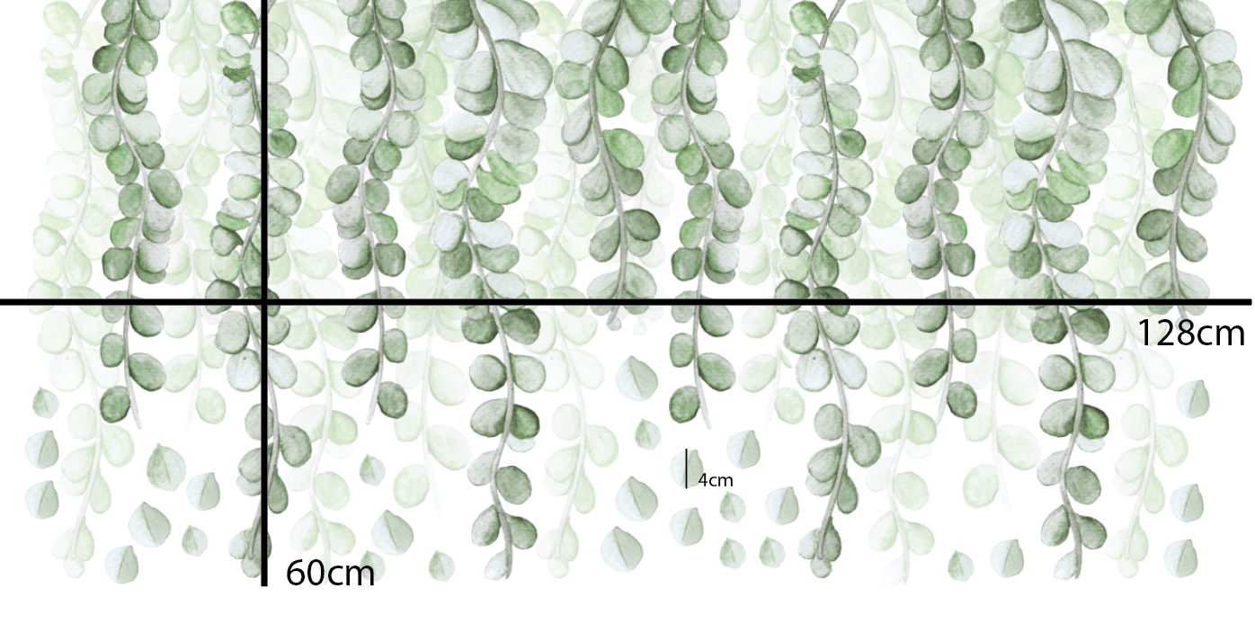 Polka Art Wall Decal One Size (128cm x 65cm) Botanical Greens Australian Design Hand Painted Peel & Stick, Removable Wall Decal. Nursery, Kids Playroom, Kids Teens Bedroom