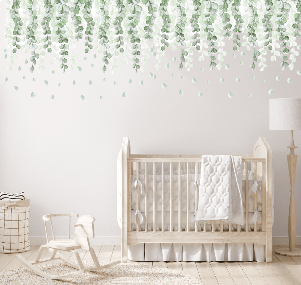 Polka Art Wall Decal One Size (128cm x 65cm) Botanical Greens Australian Design Hand Painted Peel & Stick, Removable Wall Decal. Nursery, Kids Playroom, Kids Teens Bedroom