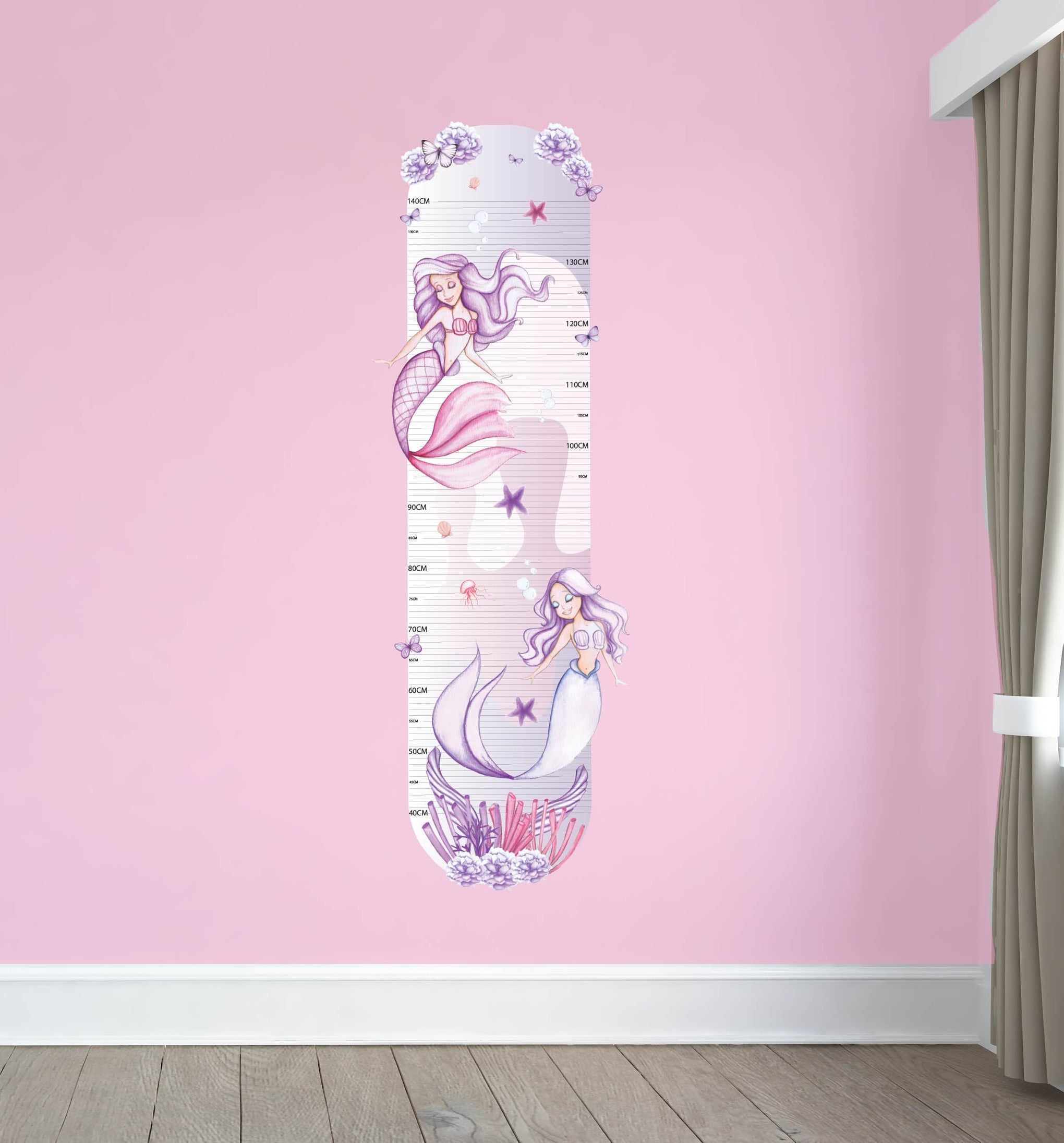 Polka Art Wall Decal One Size Mermaid Height Chart Australian Design Hand Painted Peel & Stick, Removable Wall Decal. Nursery, Kids Playroom, Kids Teens Bedroom