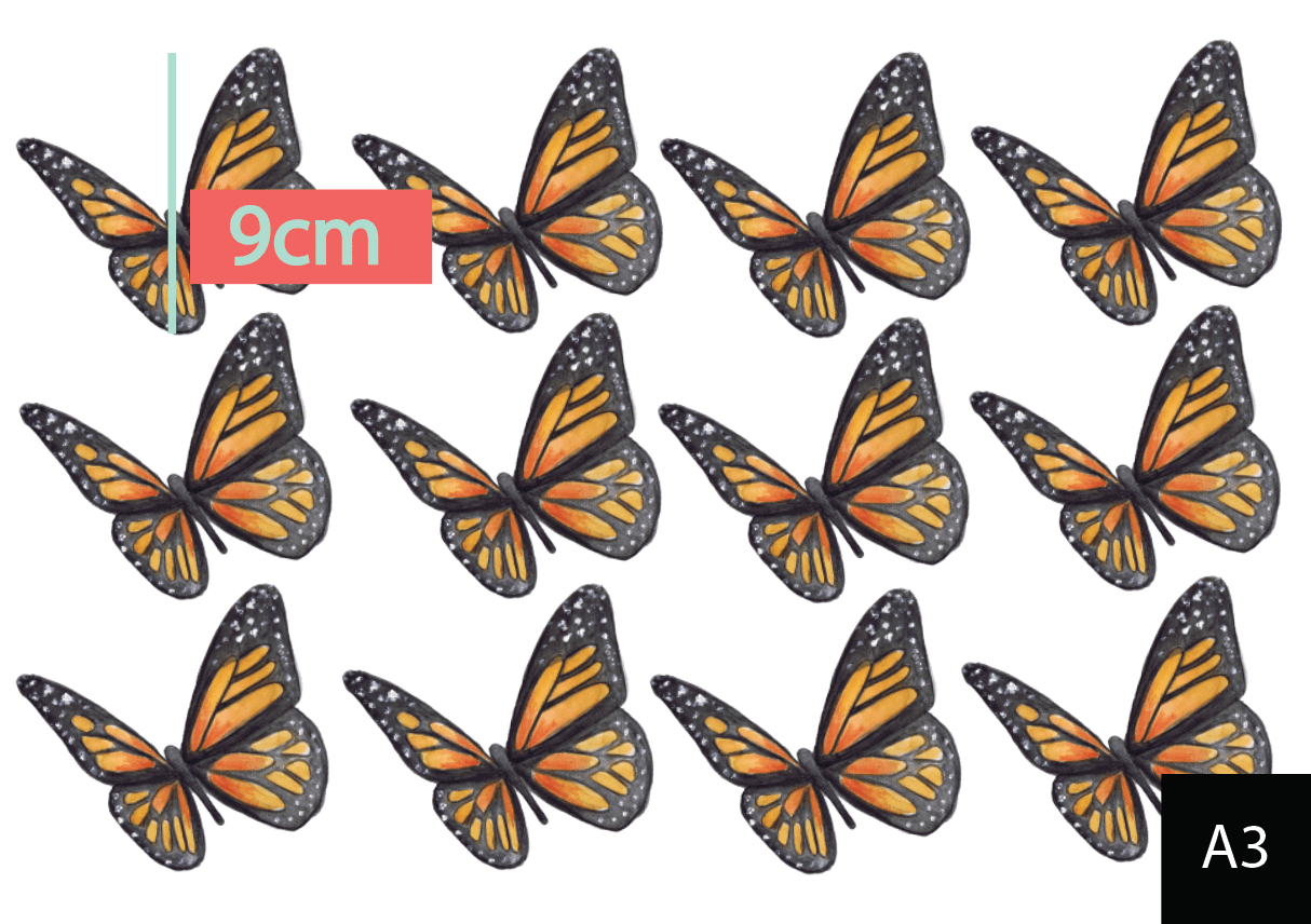 Polka Art Wall Decal Orange Butterflies Australian Design Hand Painted Peel & Stick, Removable Wall Decal. Nursery, Kids Playroom, Kids Teens Bedroom