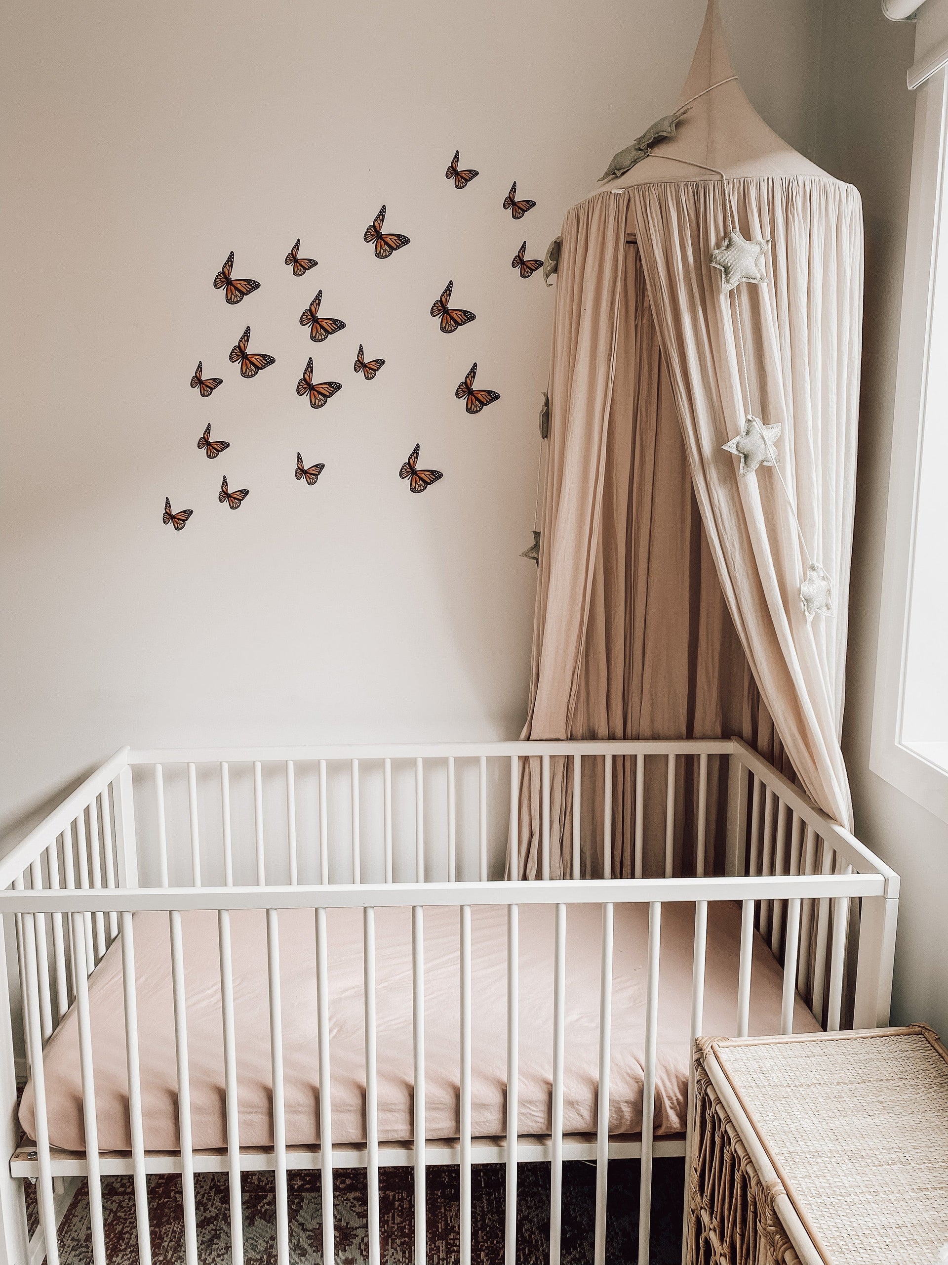 Polka Art Wall Decal Orange Butterflies Australian Design Hand Painted Peel & Stick, Removable Wall Decal. Nursery, Kids Playroom, Kids Teens Bedroom