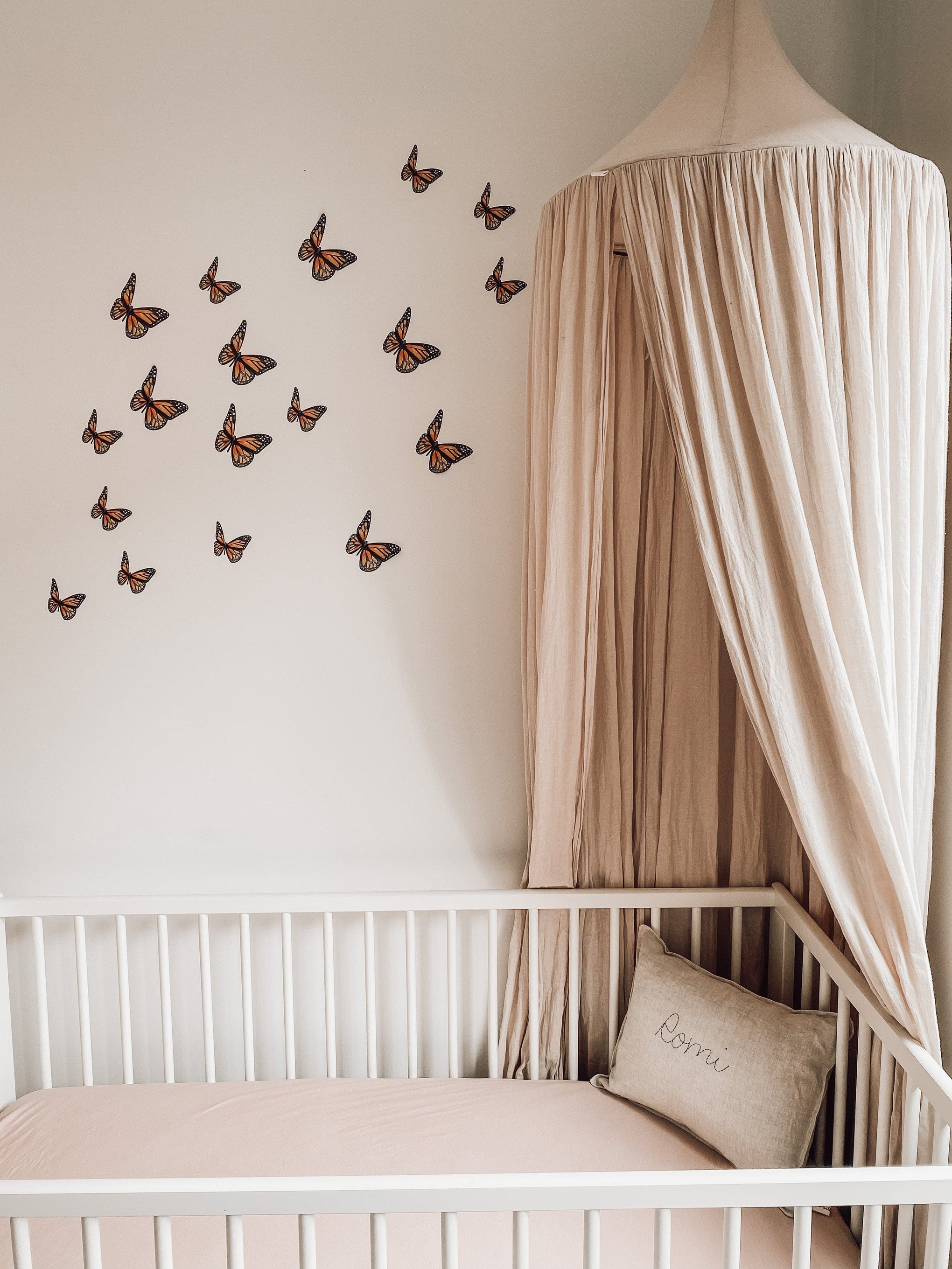Polka Art Wall Decal Orange Butterflies Australian Design Hand Painted Peel & Stick, Removable Wall Decal. Nursery, Kids Playroom, Kids Teens Bedroom
