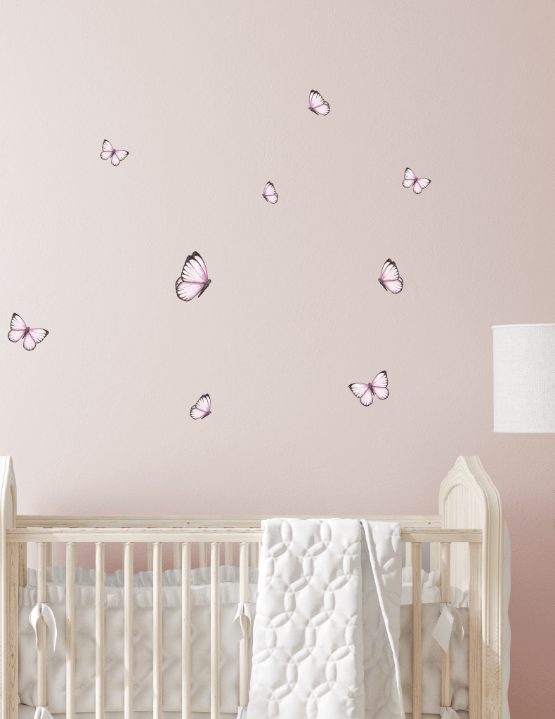 Polka Art Wall Decal Pastel Butterflies Australian Design Hand Painted Peel & Stick, Removable Wall Decal. Nursery, Kids Playroom, Kids Teens Bedroom
