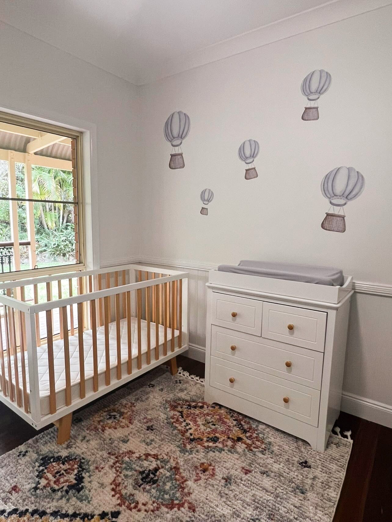Polka Art Wall Decal Pastel Hot Air Balloons Australian Design Hand Painted Peel & Stick, Removable Wall Decal. Nursery, Kids Playroom, Kids Teens Bedroom