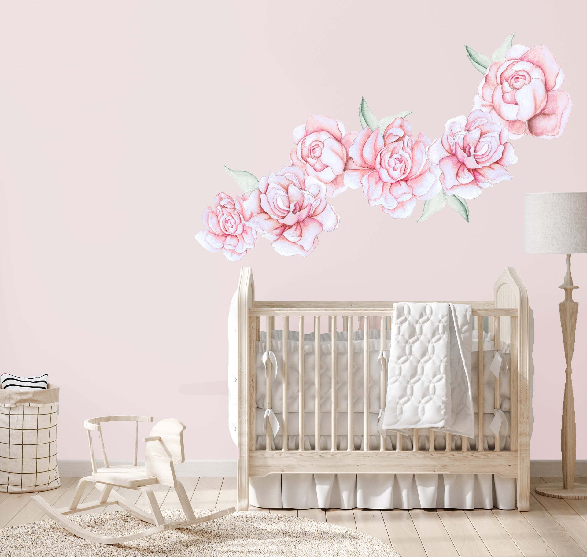 Polka Art Wall Decal Pastel Peonies Australian Design Hand Painted Peel & Stick, Removable Wall Decal. Nursery, Kids Playroom, Kids Teens Bedroom