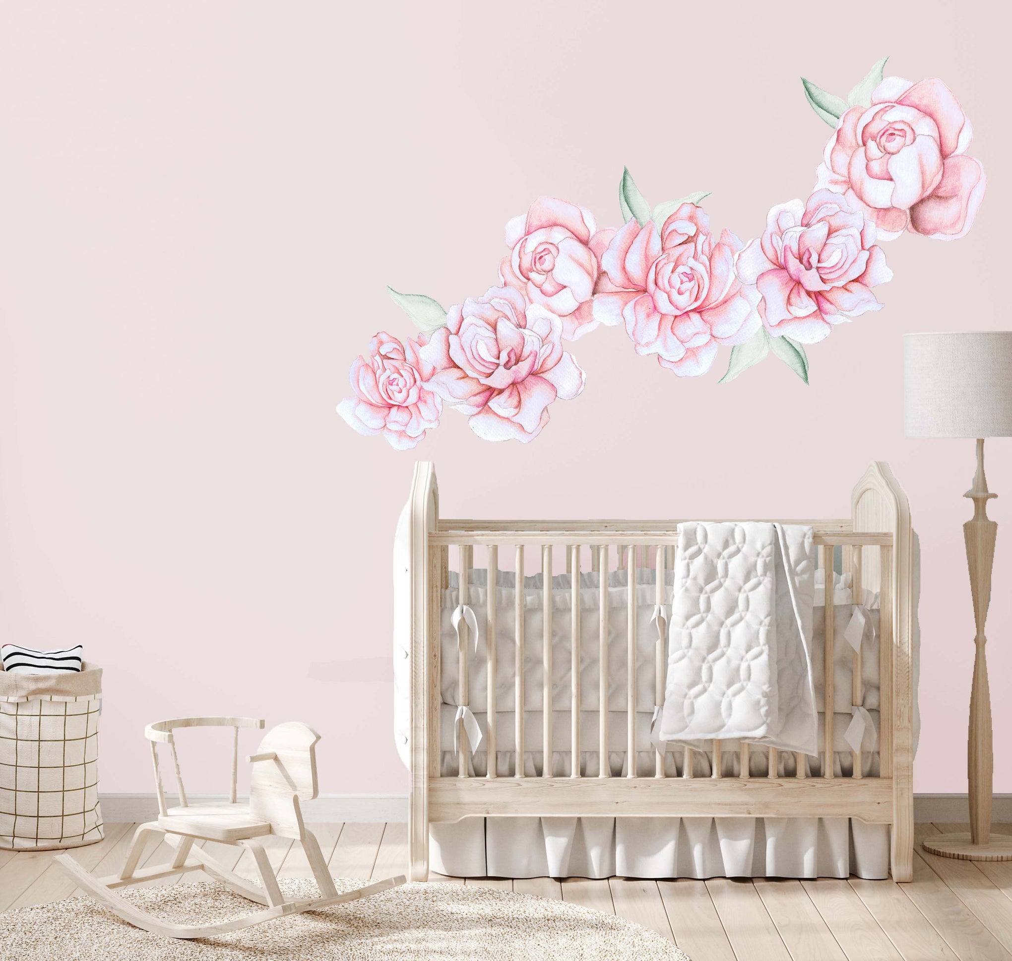 Polka Art Wall Decal Pastel Peonies Australian Design Hand Painted Peel & Stick, Removable Wall Decal. Nursery, Kids Playroom, Kids Teens Bedroom