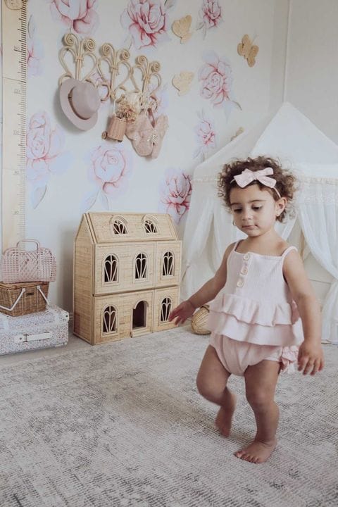 Polka Art Wall Decal Pastel Peonies Australian Design Hand Painted Peel & Stick, Removable Wall Decal. Nursery, Kids Playroom, Kids Teens Bedroom