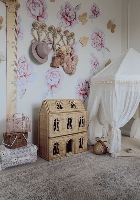 Polka Art Wall Decal Pastel Peonies Australian Design Hand Painted Peel & Stick, Removable Wall Decal. Nursery, Kids Playroom, Kids Teens Bedroom
