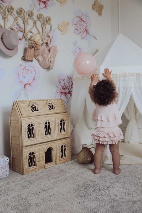 Polka Art Wall Decal Pastel Peonies Australian Design Hand Painted Peel & Stick, Removable Wall Decal. Nursery, Kids Playroom, Kids Teens Bedroom