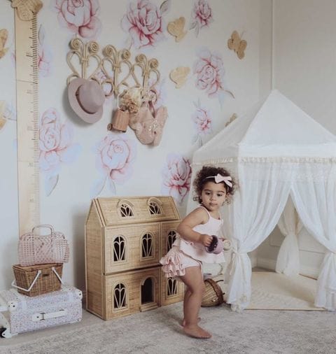 Polka Art Wall Decal Pastel Peonies Australian Design Hand Painted Peel & Stick, Removable Wall Decal. Nursery, Kids Playroom, Kids Teens Bedroom