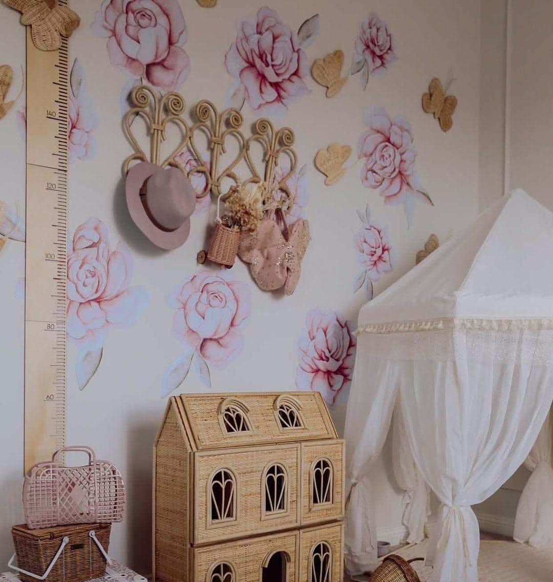 Polka Art Wall Decal Pastel Peonies Australian Design Hand Painted Peel & Stick, Removable Wall Decal. Nursery, Kids Playroom, Kids Teens Bedroom