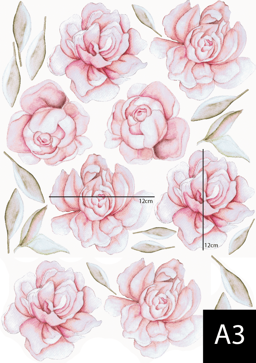Polka Art Wall Decal Pastel Peonies Australian Design Hand Painted Peel & Stick, Removable Wall Decal. Nursery, Kids Playroom, Kids Teens Bedroom