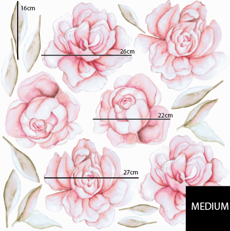 Polka Art Wall Decal Pastel Peonies Australian Design Hand Painted Peel & Stick, Removable Wall Decal. Nursery, Kids Playroom, Kids Teens Bedroom