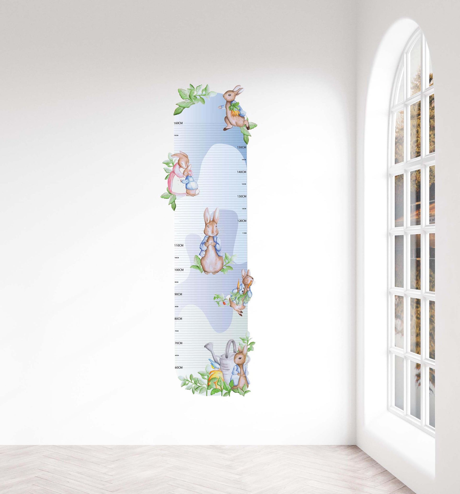 Polka Art Wall Decal Peter Rabbit Height Chart Australian Design Hand Painted Peel & Stick, Removable Wall Decal. Nursery, Kids Playroom, Kids Teens Bedroom