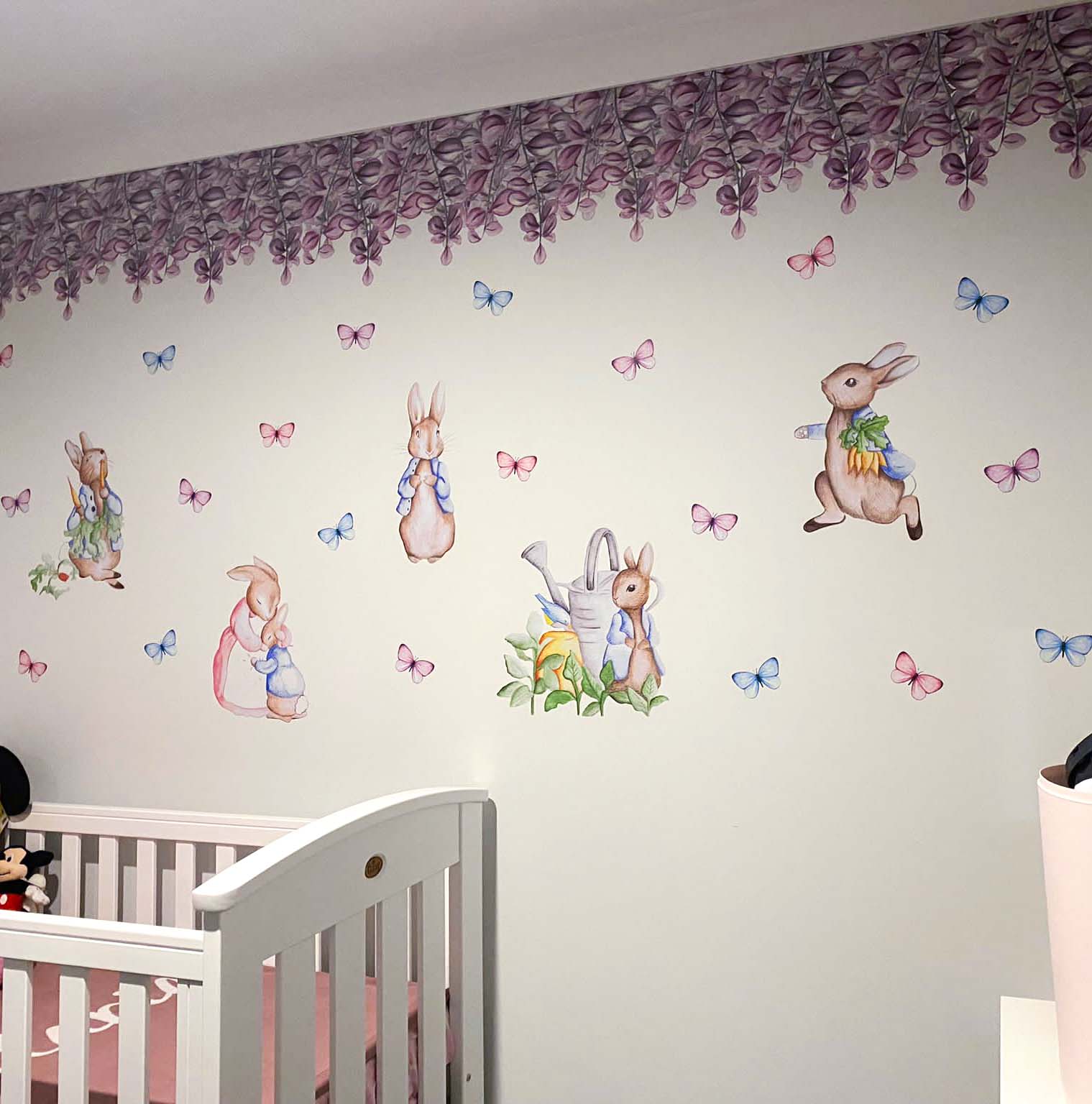 Polka Art Wall Decal Purple Florals Australian Design Hand Painted Peel & Stick, Removable Wall Decal. Nursery, Kids Playroom, Kids Teens Bedroom