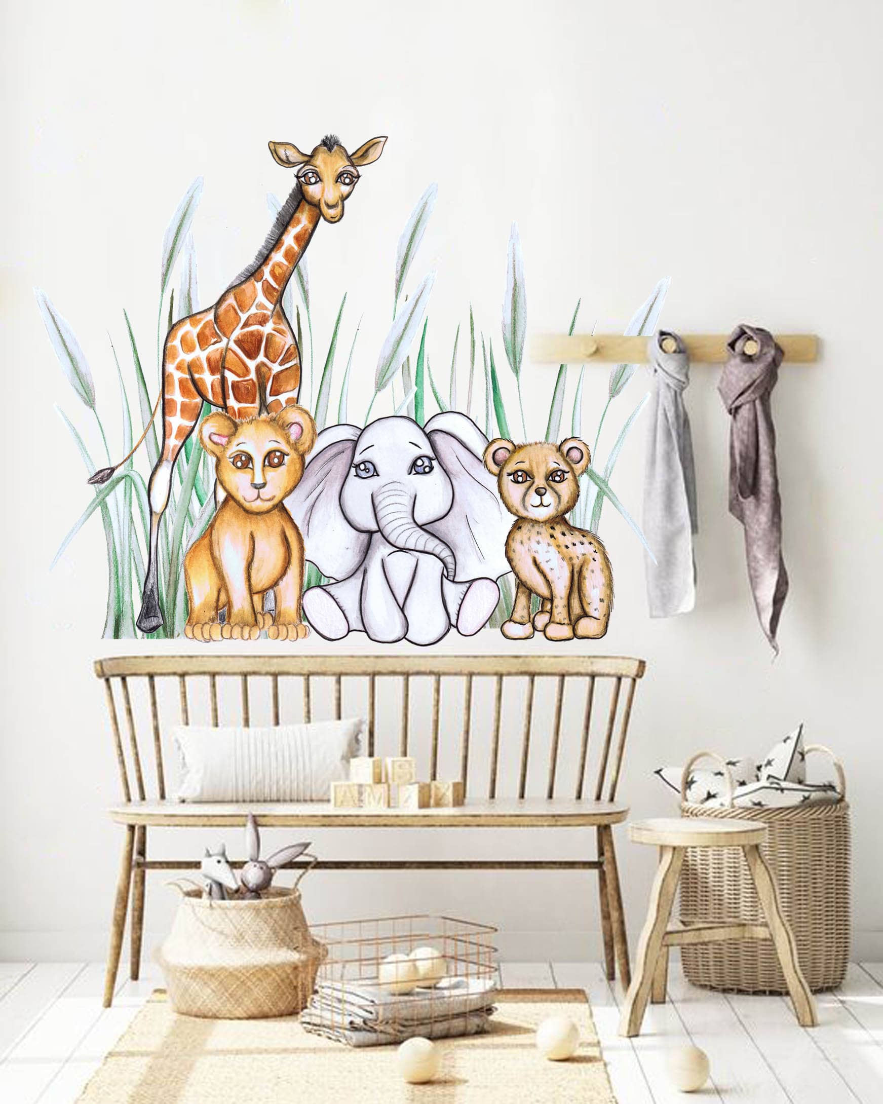 Polka Art Wall Decal Serengeti Safari Australian Design Hand Painted Peel & Stick, Removable Wall Decal. Nursery, Kids Playroom, Kids Teens Bedroom