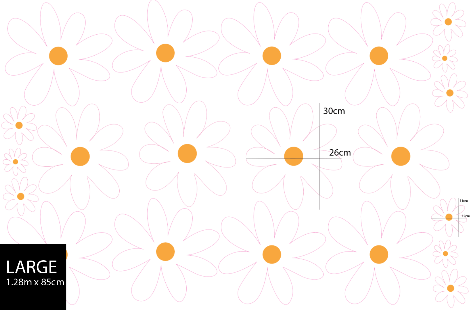 Polka Art Wall Decal Simple Daisy's Australian Design Hand Painted Peel & Stick, Removable Wall Decal. Nursery, Kids Playroom, Kids Teens Bedroom