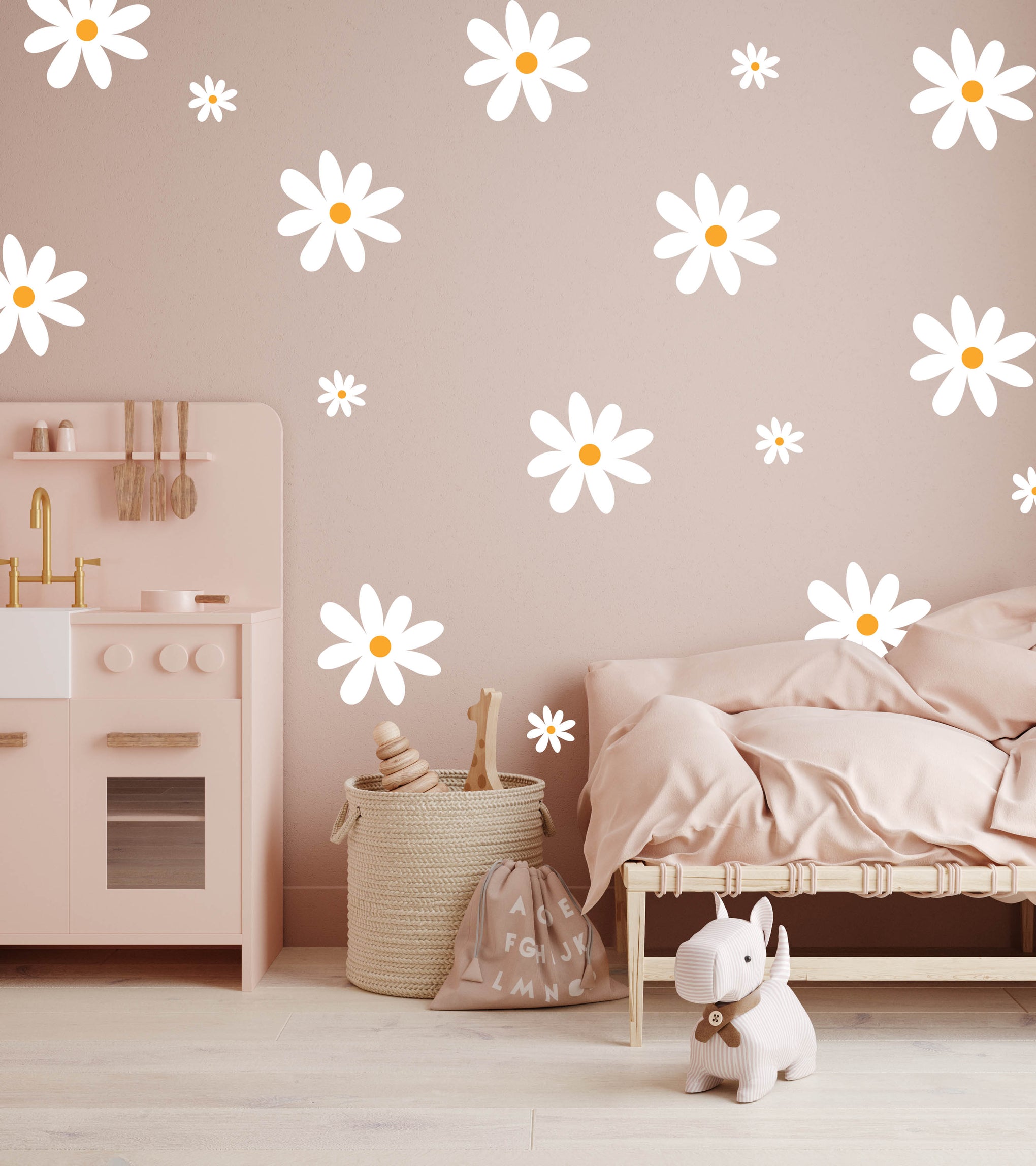 Polka Art Wall Decal Simple Daisy's Australian Design Hand Painted Peel & Stick, Removable Wall Decal. Nursery, Kids Playroom, Kids Teens Bedroom